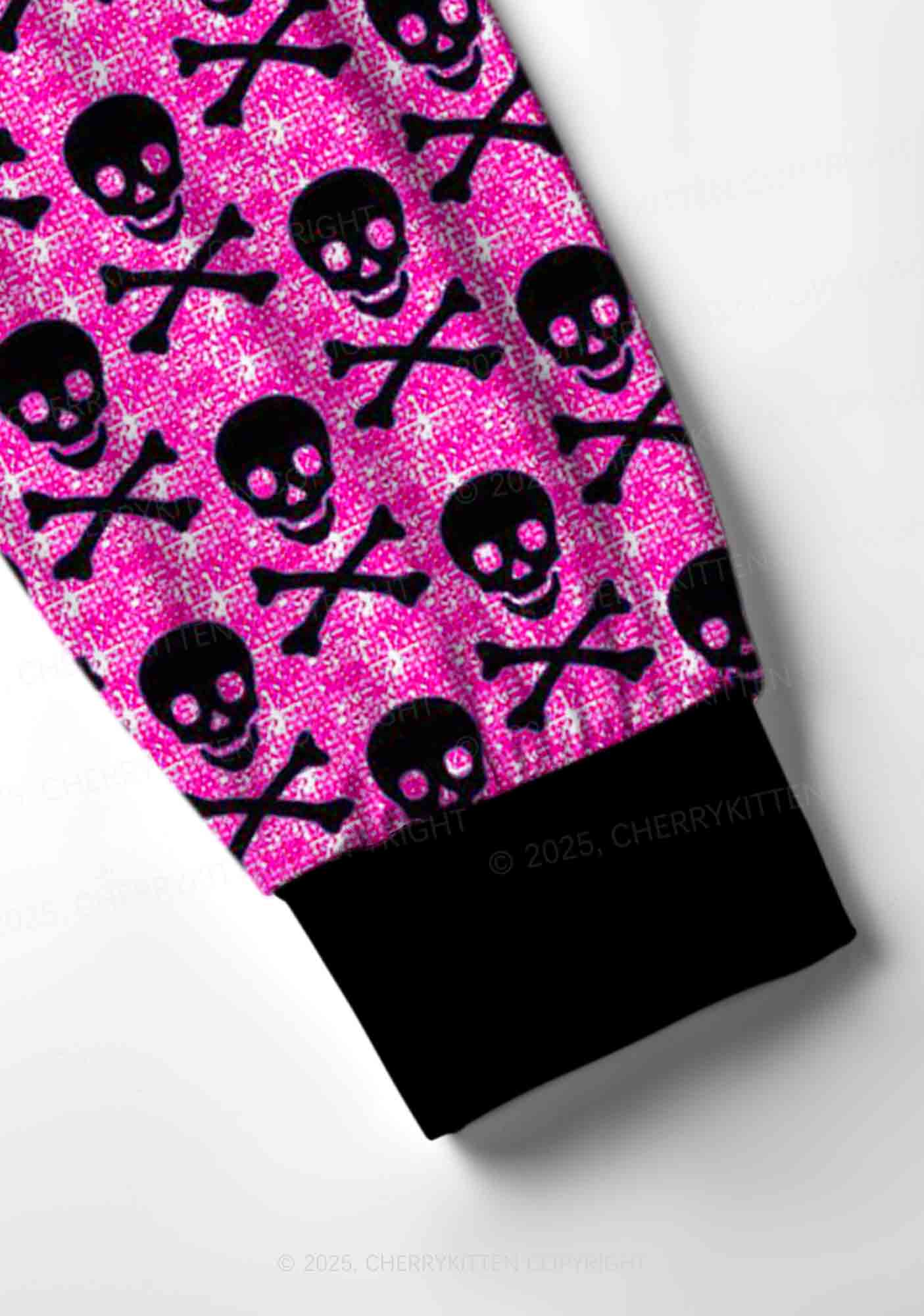 Skeleton Squad Valentine's Day Y2K Print Long Sleeve Pajama Set Cherrykitten - Image 4