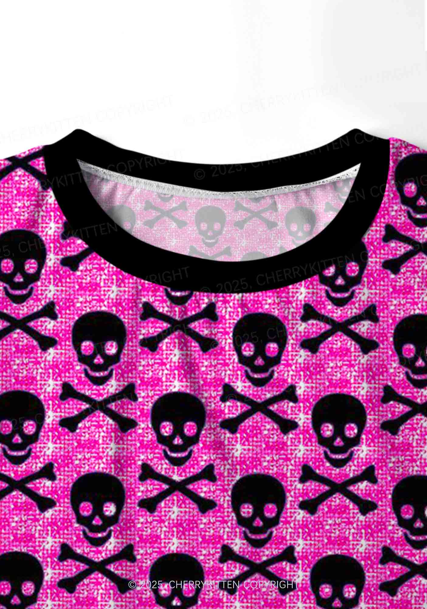 Skeleton Squad Valentine's Day Y2K Print Long Sleeve Pajama Set Cherrykitten - Image 5