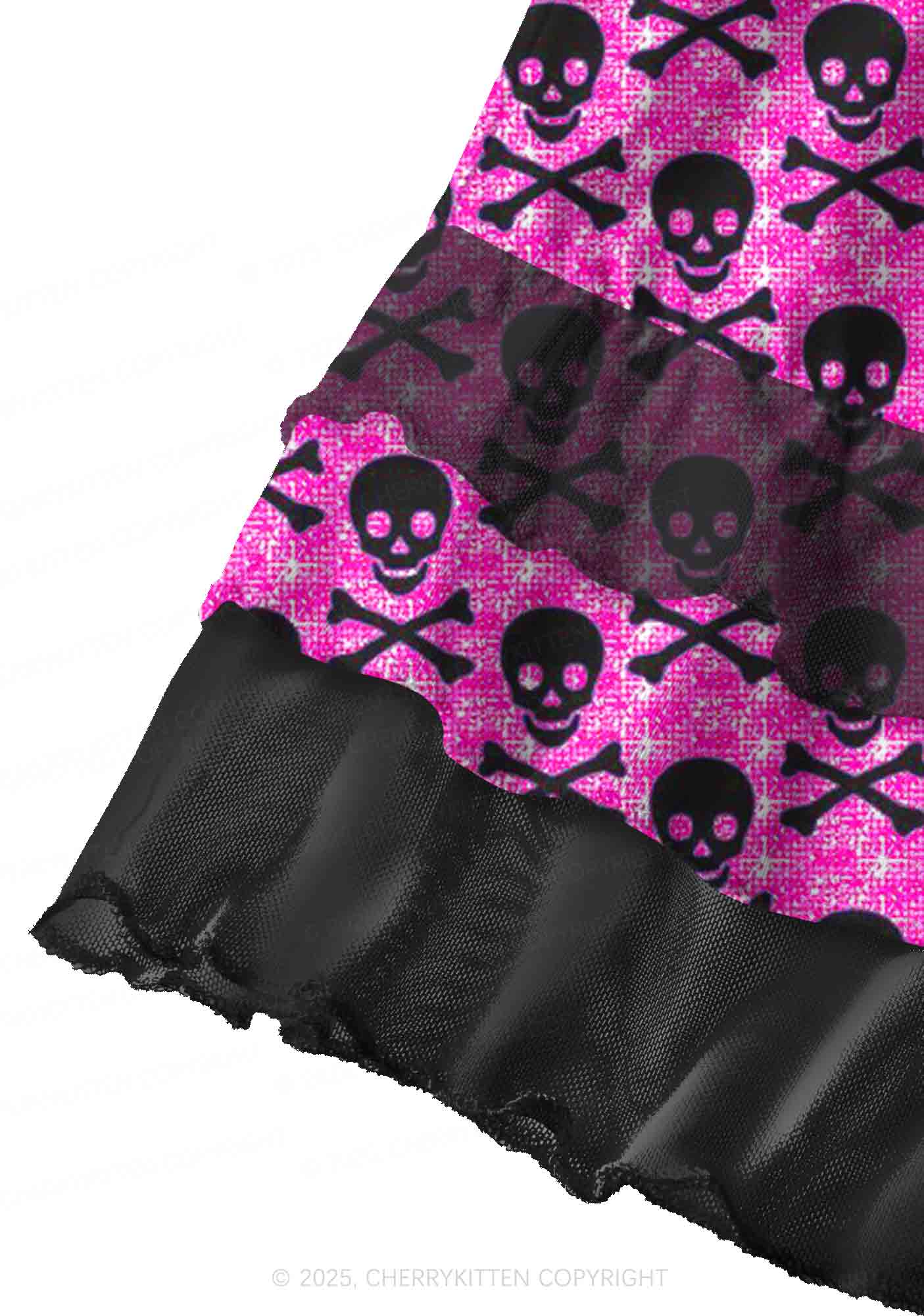 Skeleton Squad Valentine's Day Y2K Print Mini Layered Skirt Cherrykitten - Image 2