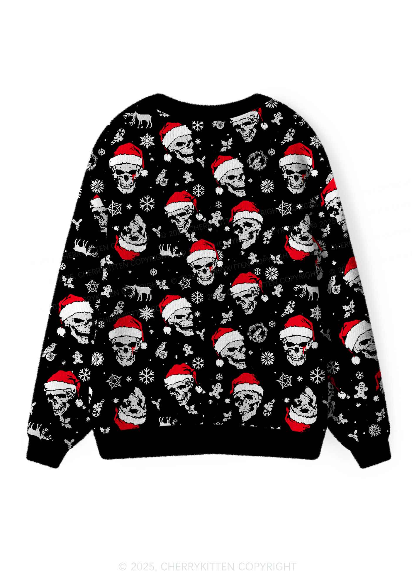 Skull Santa Y2K Christmas Cardigan Knit Sweatshirt Cherrykitten - Image 2
