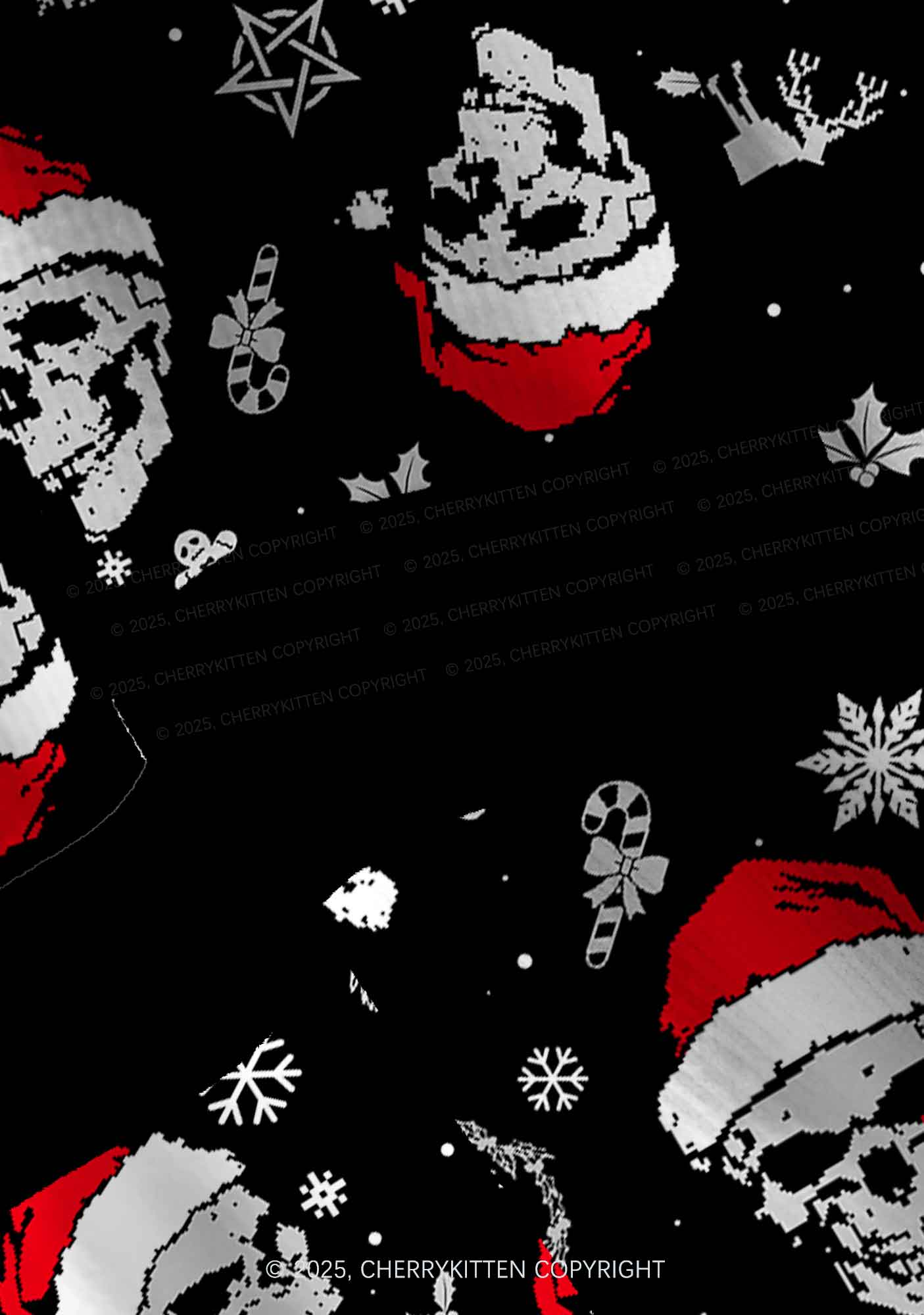 Skull Santa Y2K Christmas Cardigan Knit Sweatshirt Cherrykitten - Image 4