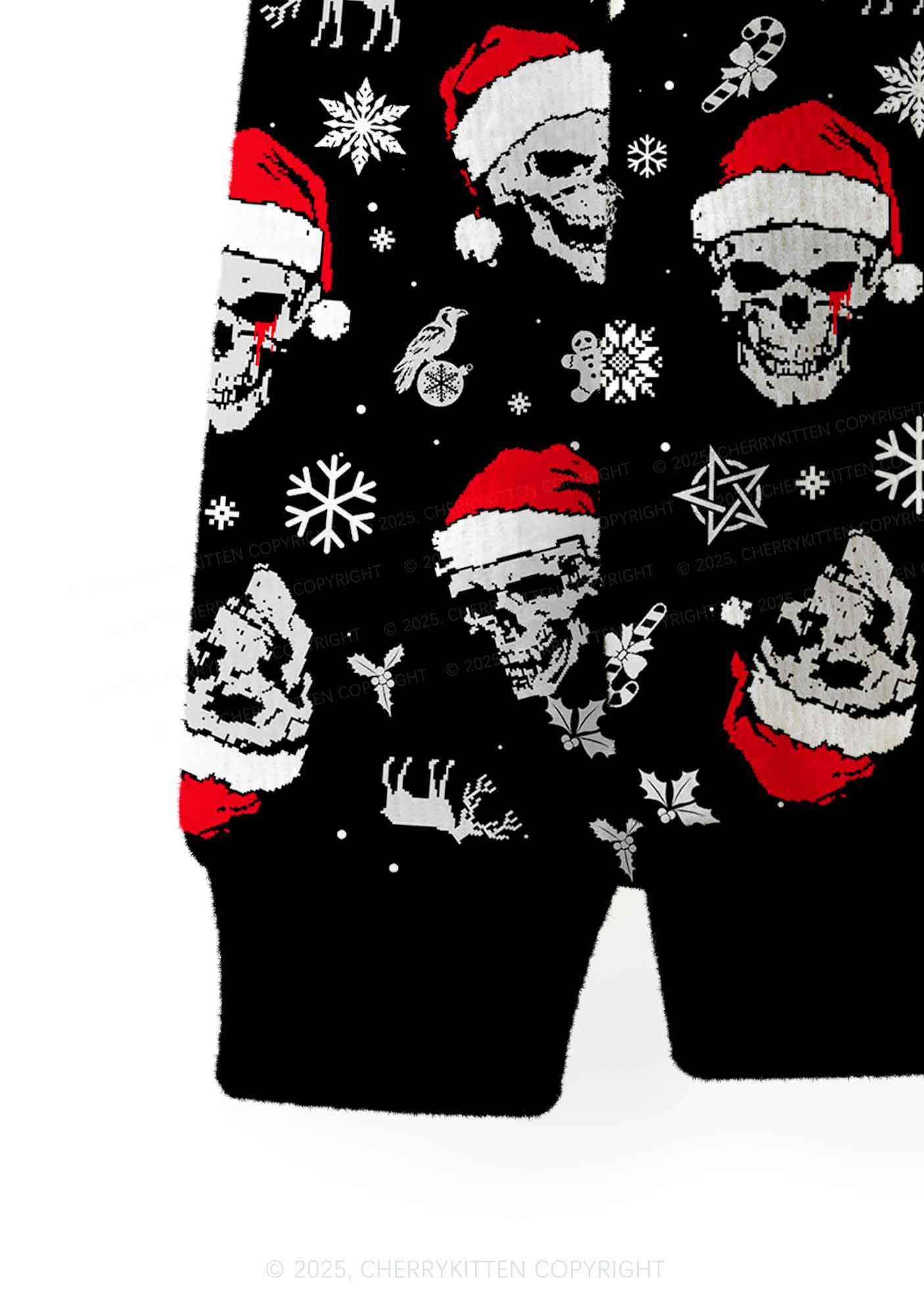 Skull Santa Y2K Christmas Cardigan Knit Sweatshirt Cherrykitten - Image 6