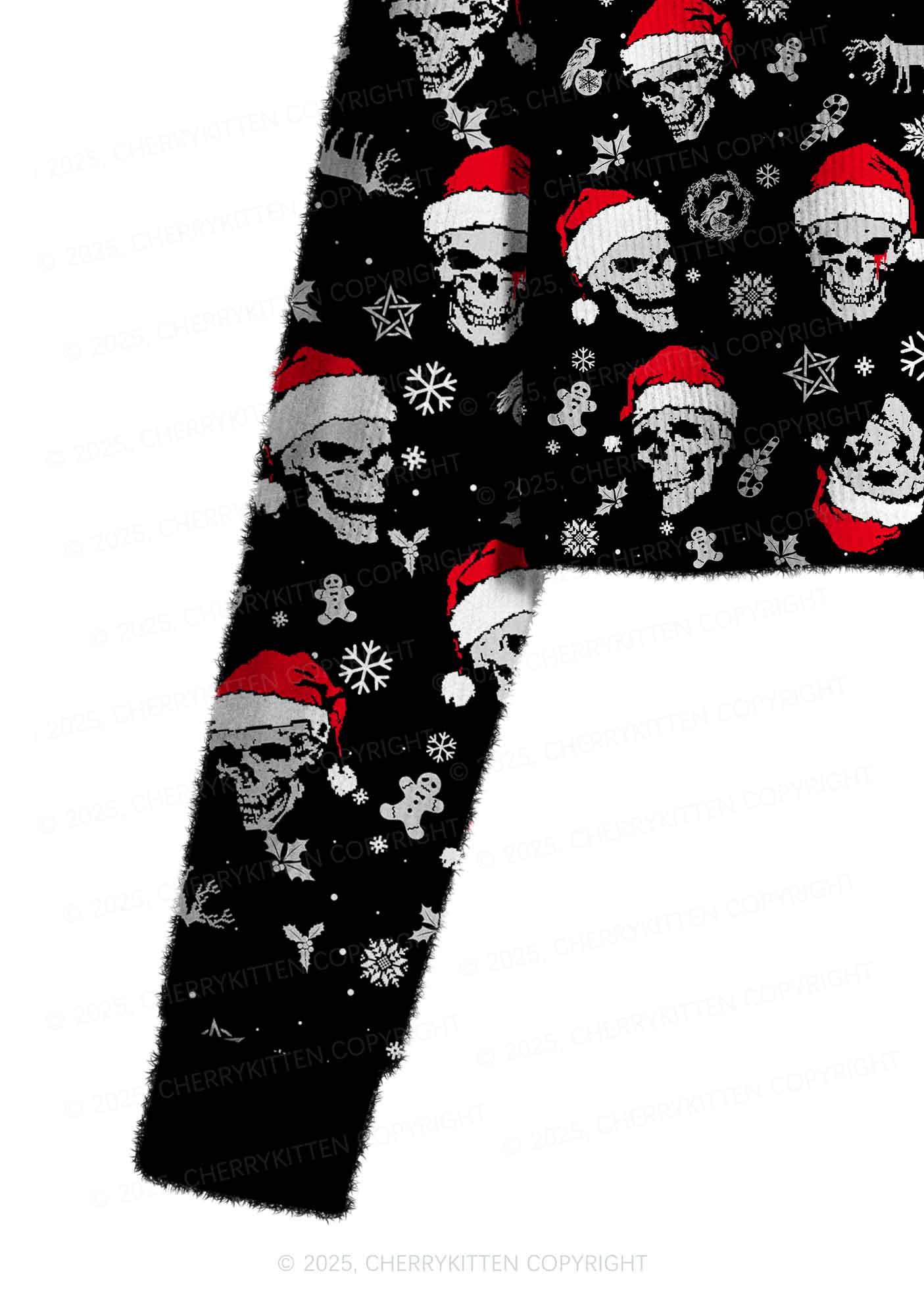 Skull Santa Y2K Christmas Crop Knit Sweatshirt Cherrykitten - Image 5