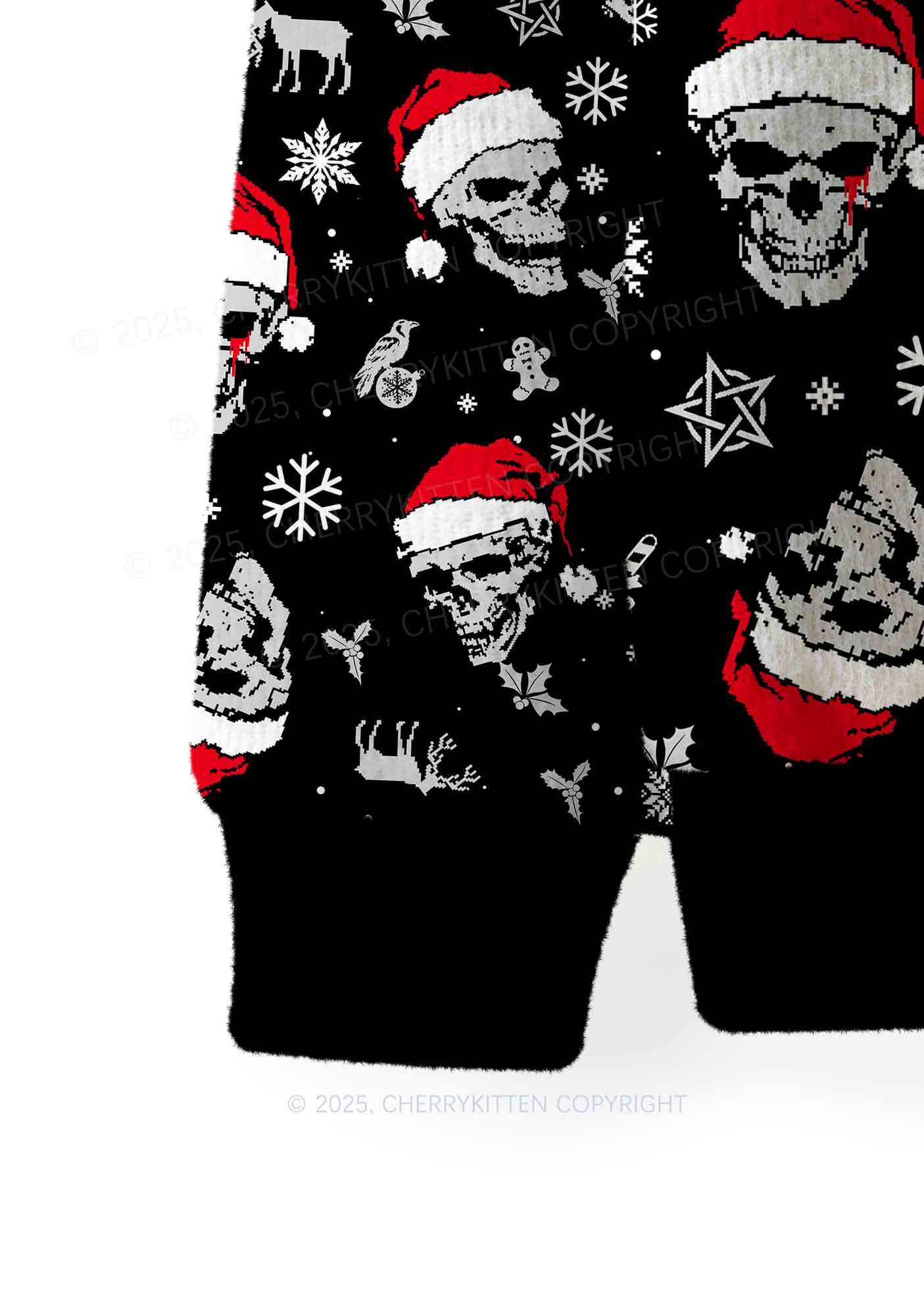 Skull Santa Y2K Christmas Knit Sweatshirt Cherrykitten - Image 4