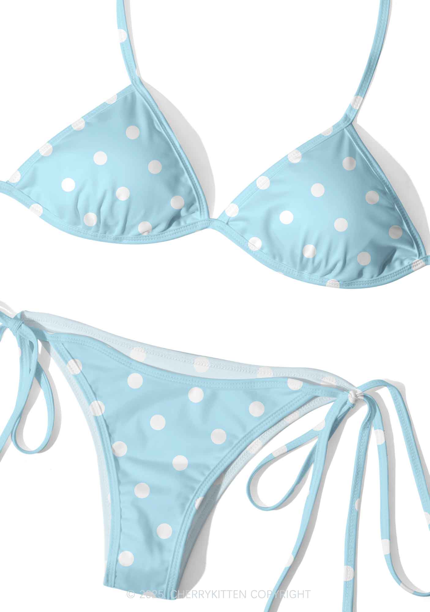 Sky Blue Dots Y2K Print Bikini Set Cherrykitten - Image 3