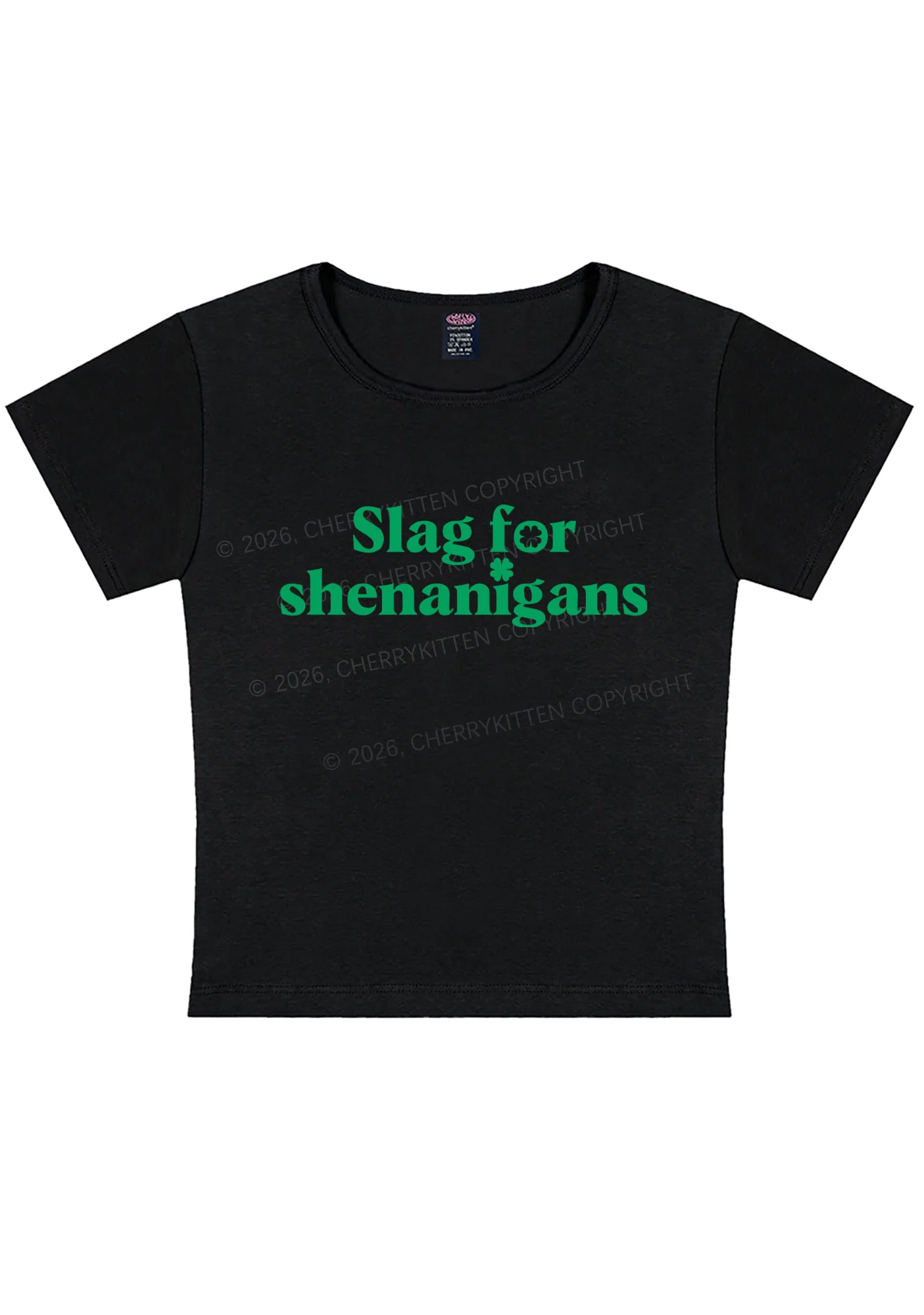 Slag For Shenanigans St Patricks Y2K Baby Tee Cherrykitten - Image 3