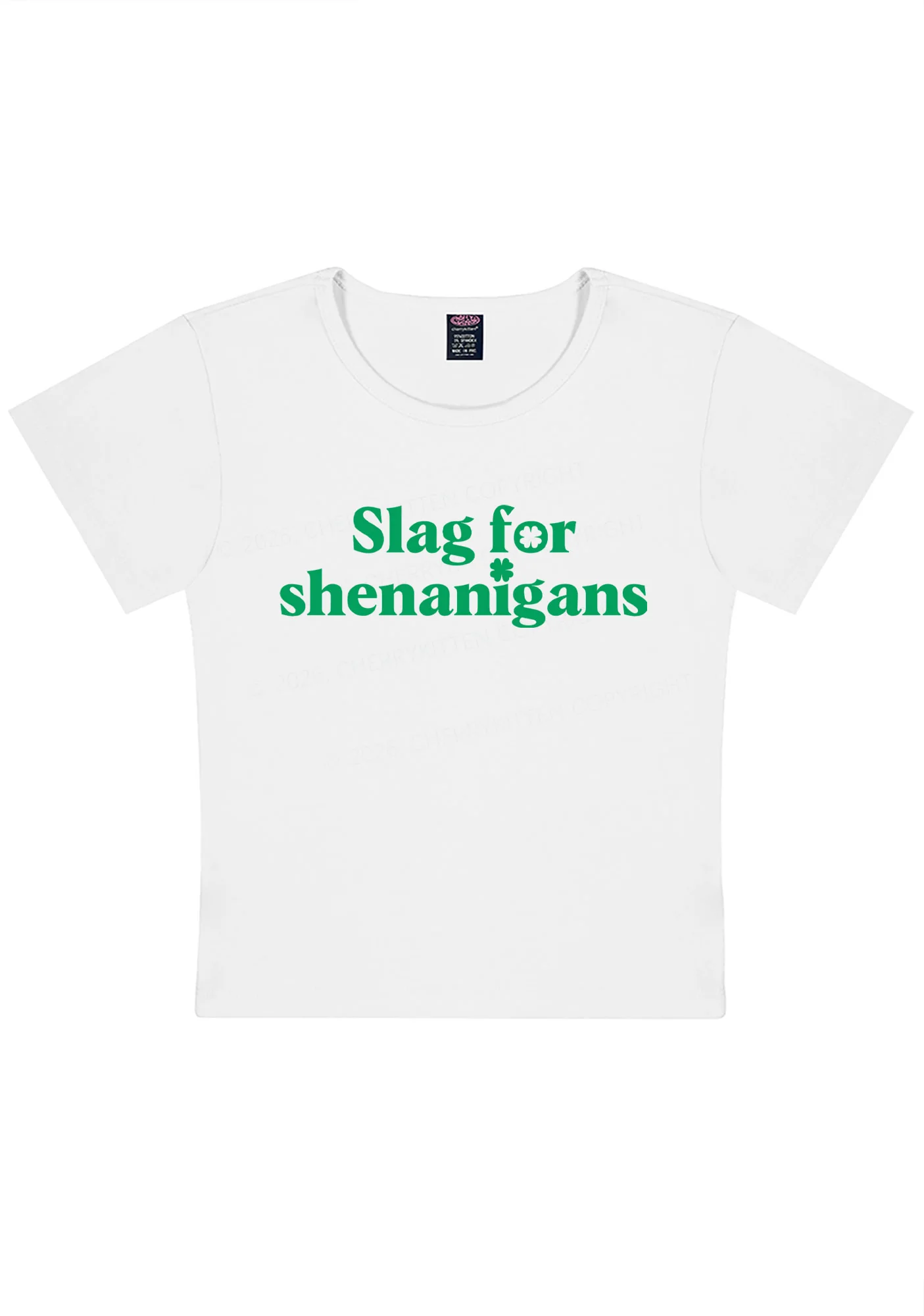 Slag For Shenanigans St Patricks Y2K Baby Tee Cherrykitten - Image 4