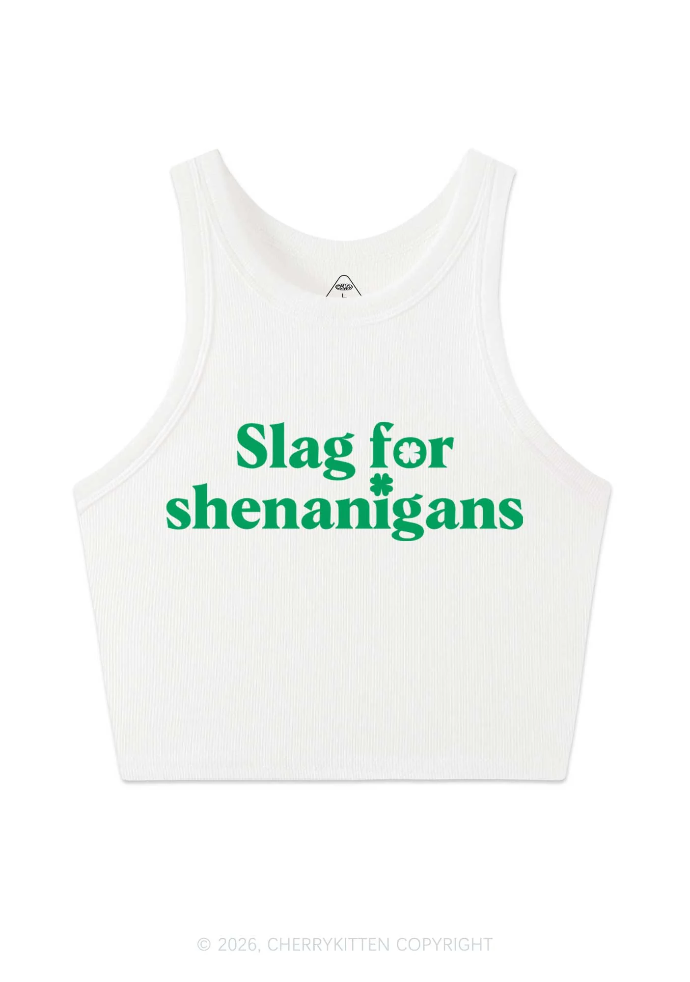 Slag For Shenanigans St Patricks Y2K Crop Tank Top Cherrykitten - Image 4