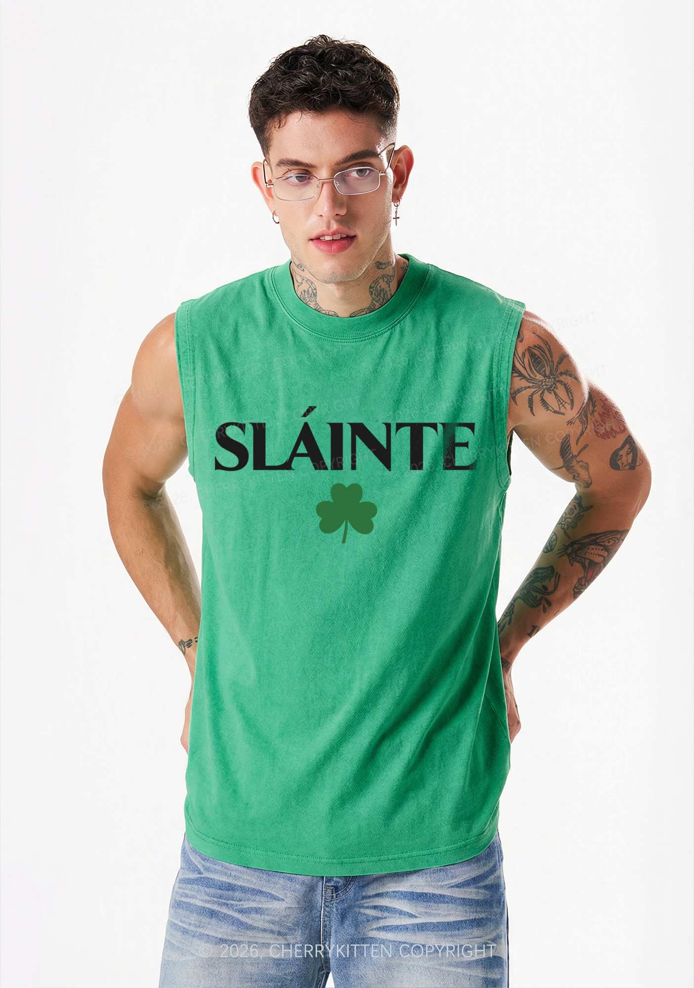 Slainte St Patricks Y2K Washed Tank Cherrykitten - Image 2