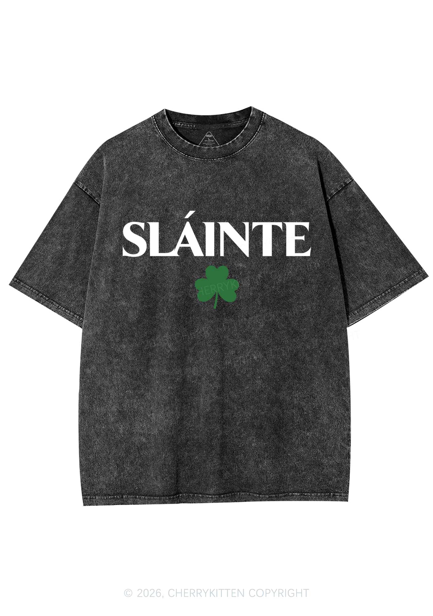 Slainte St Patricks Y2K Washed Tee Cherrykitten - Image 3