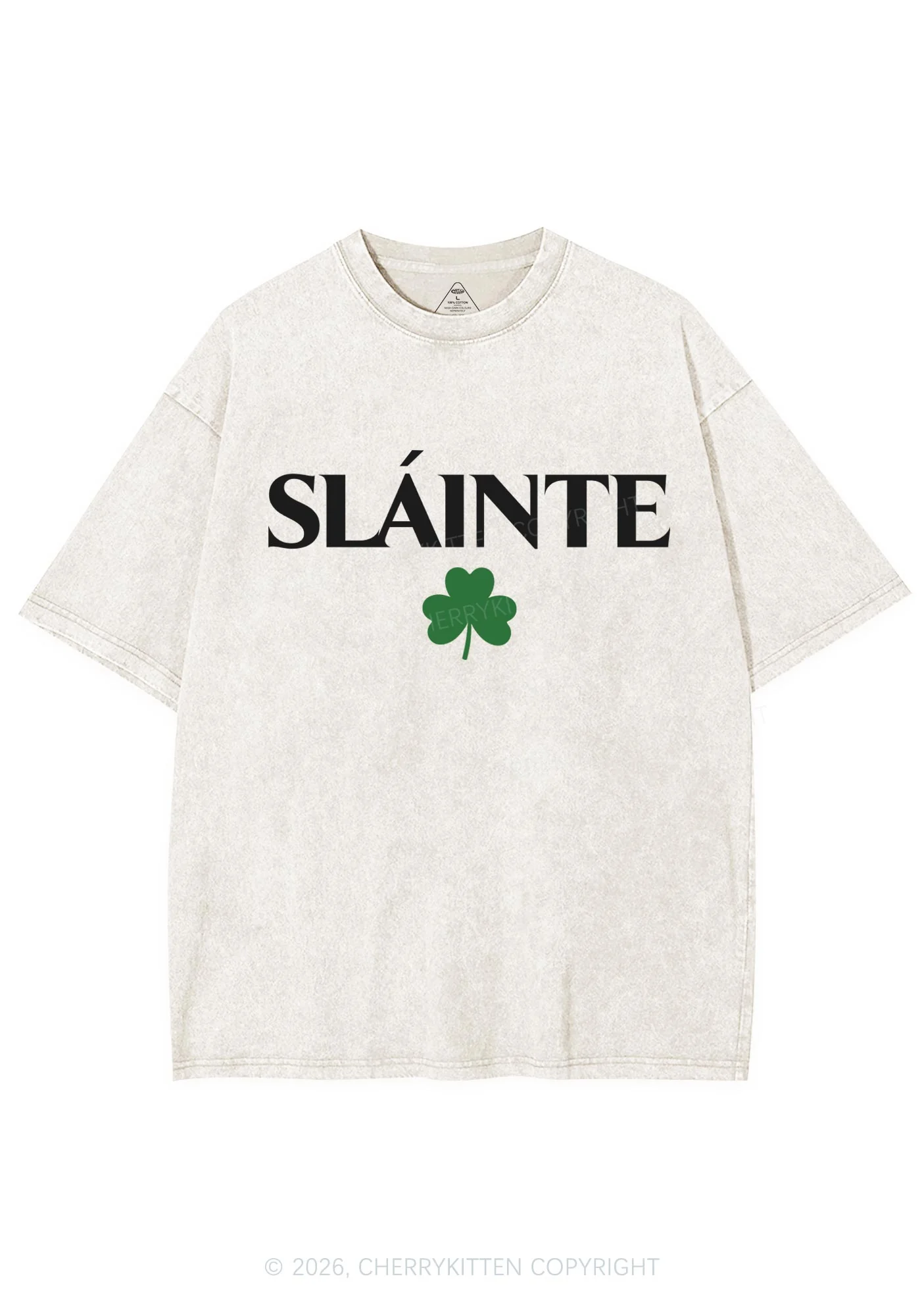 Slainte St Patricks Y2K Washed Tee Cherrykitten - Image 4