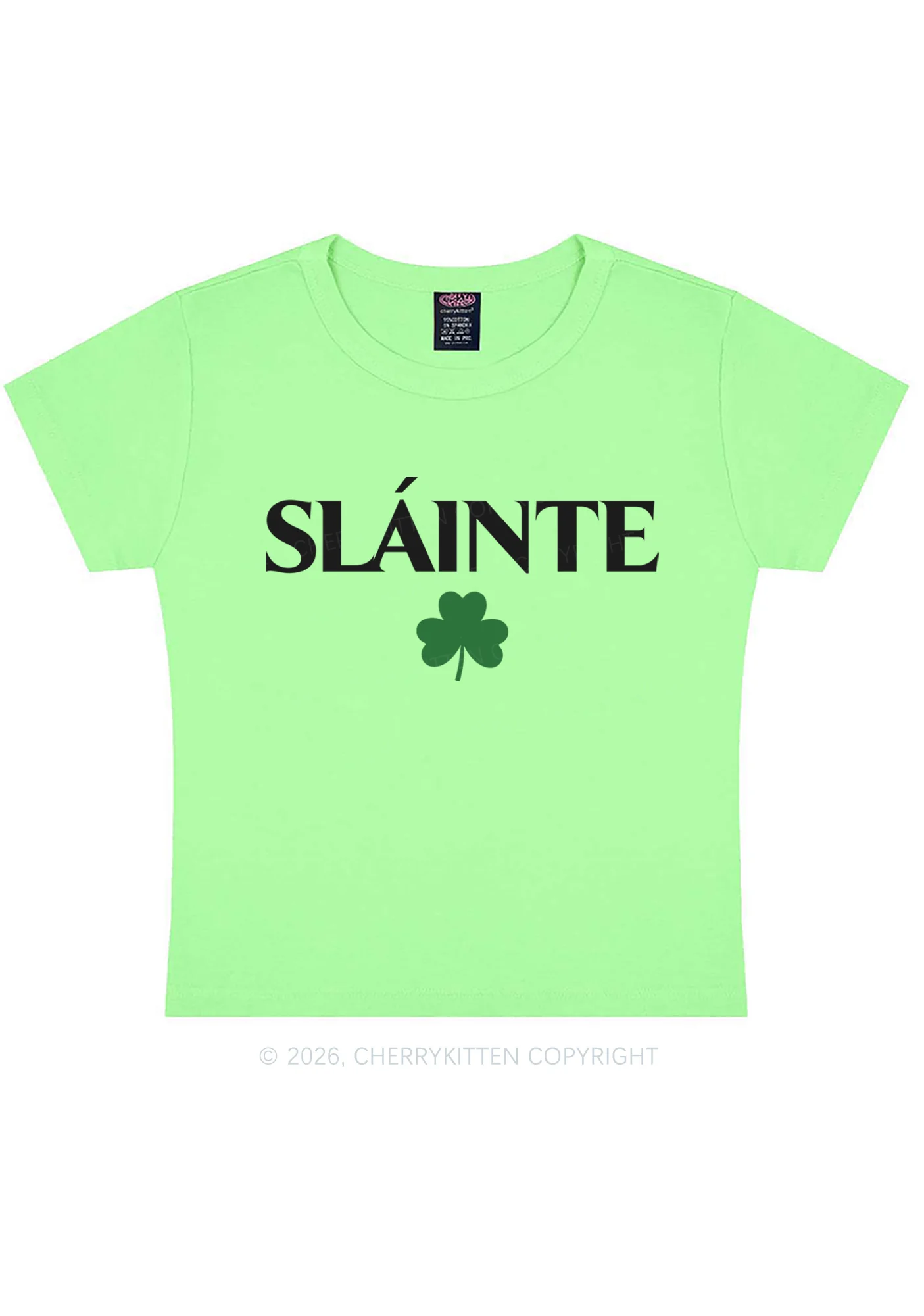 Slainte St Patricks Y2K Baby Tee Cherrykitten - Image 5