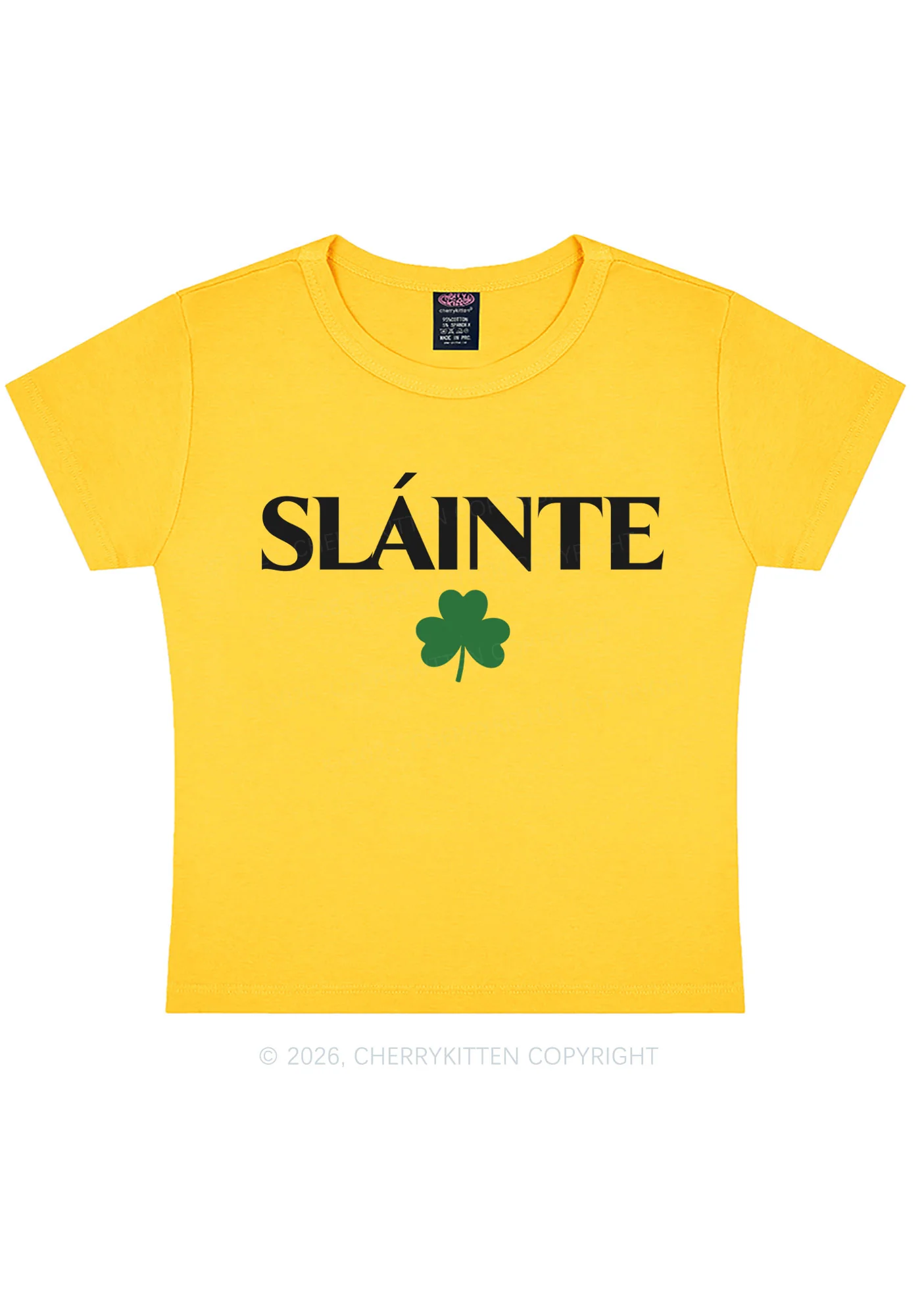 Slainte St Patricks Y2K Baby Tee Cherrykitten - Image 6