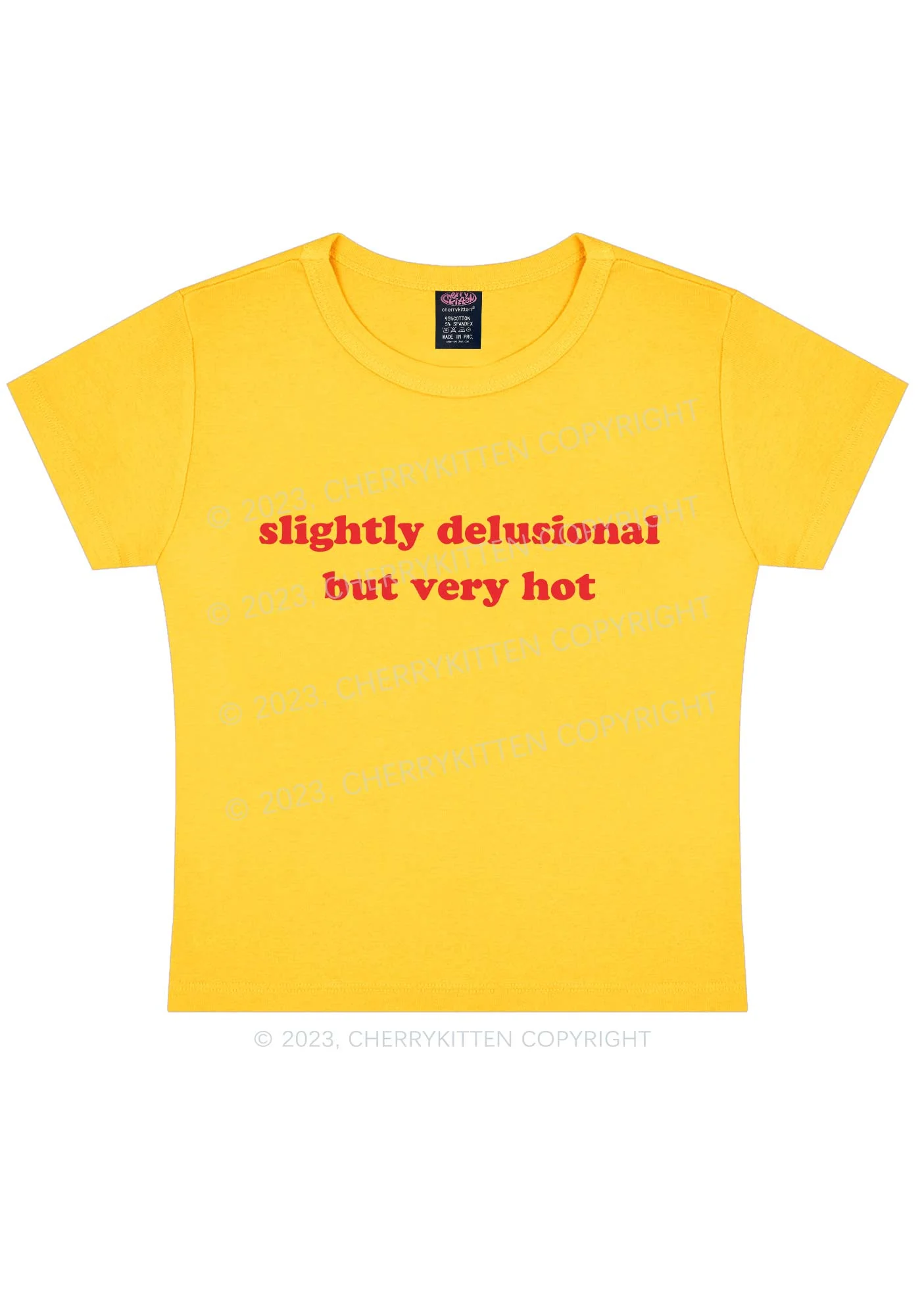 Slightly Delusional But Very Hot Y2K Baby Tee - Image 5
