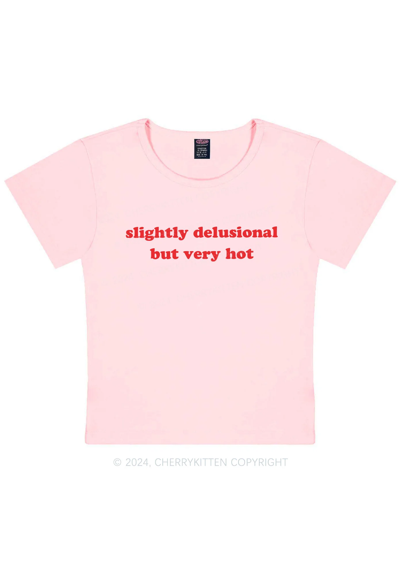 Slightly Delusional But Very Hot Y2K Baby Tee - Image 9