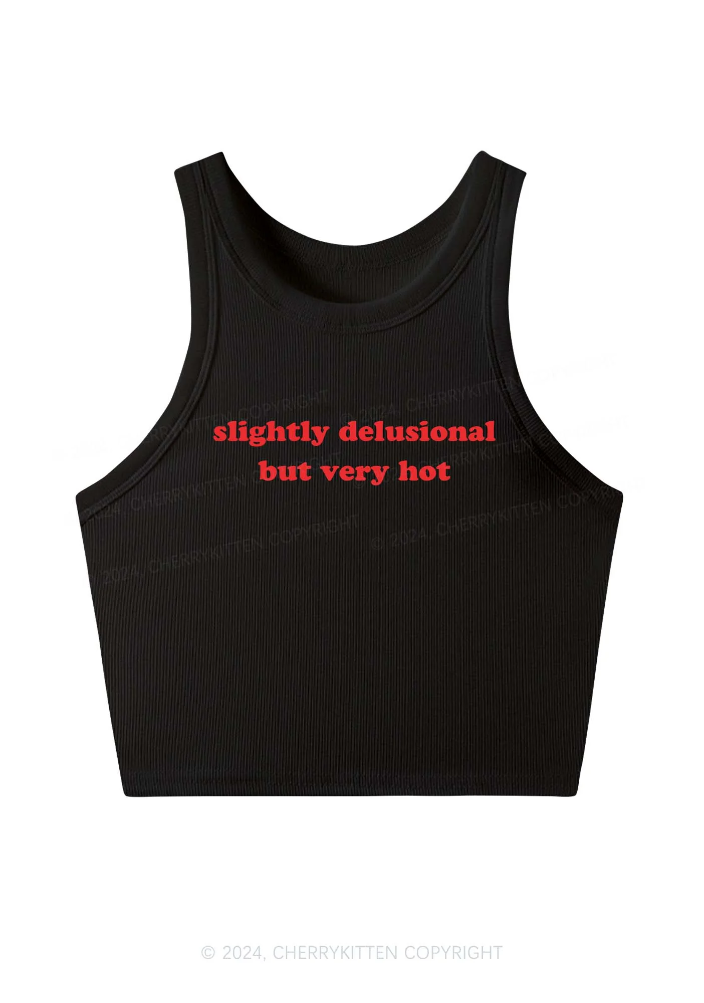 Slightly Delusional But Very Hot Y2K Crop Tank Top Cherrykitten - Image 2