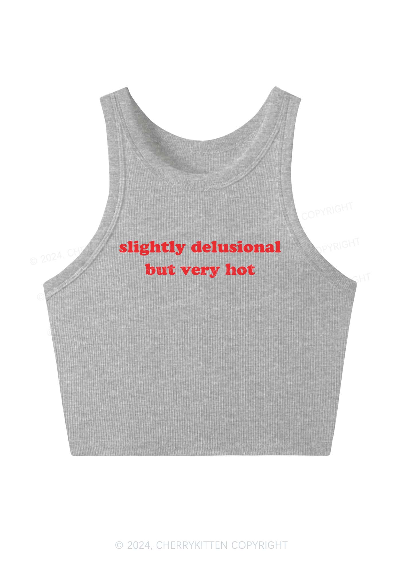 Slightly Delusional But Very Hot Y2K Crop Tank Top Cherrykitten - Image 3