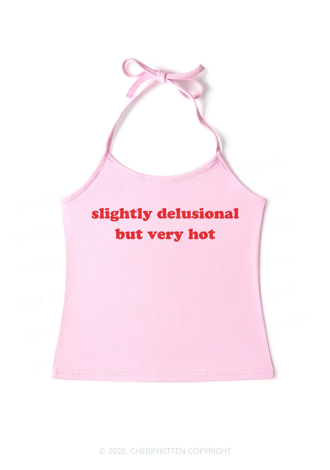 Slightly Delusional But Very Hot Y2K Halter Neck Cami Cherrykitten - Image 4