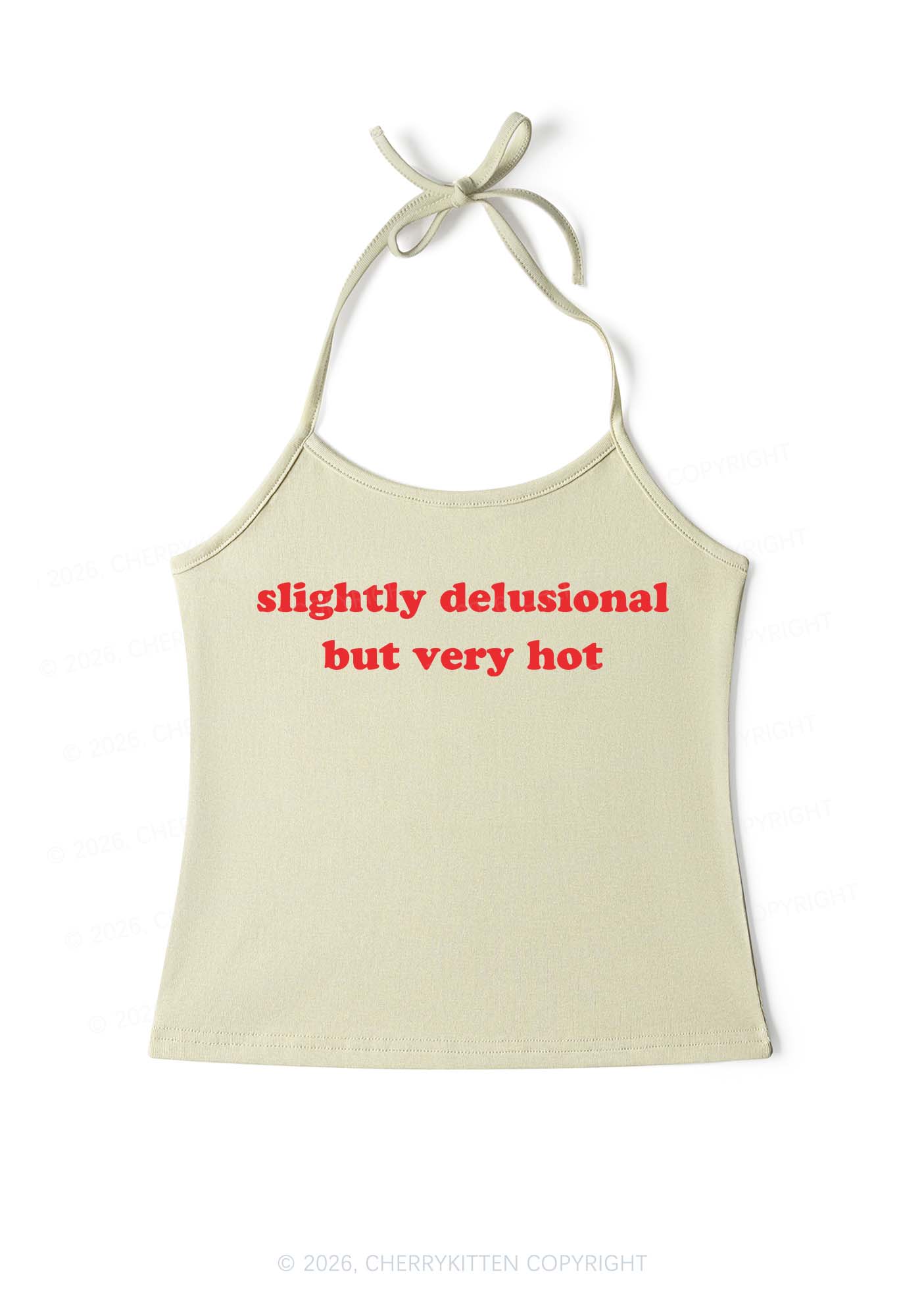 Slightly Delusional But Very Hot Y2K Halter Neck Cami Cherrykitten - Image 5