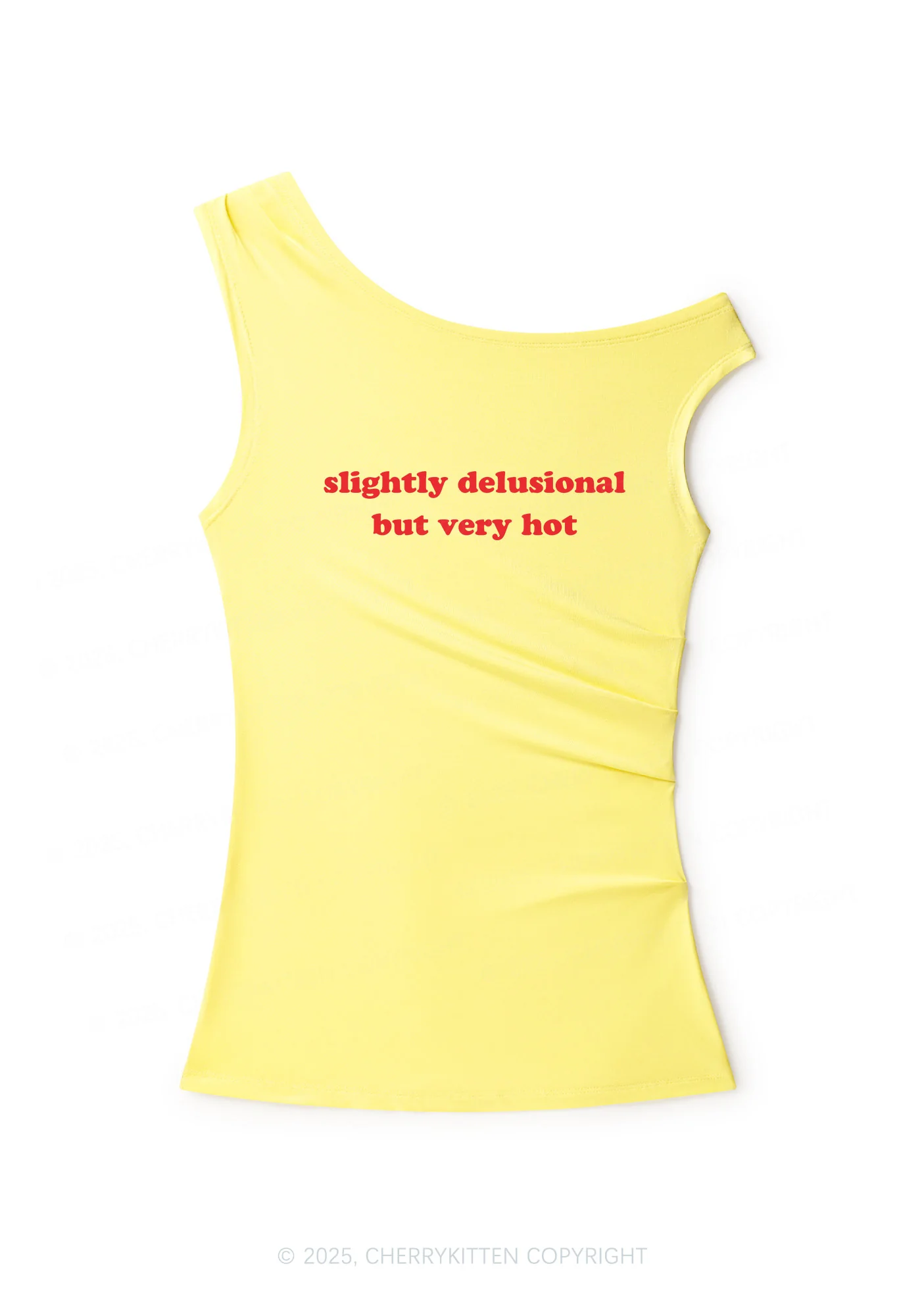Slightly Delusional But Very Hot Y2K Off Shoulder Tank Top Cherrykitten - Image 2