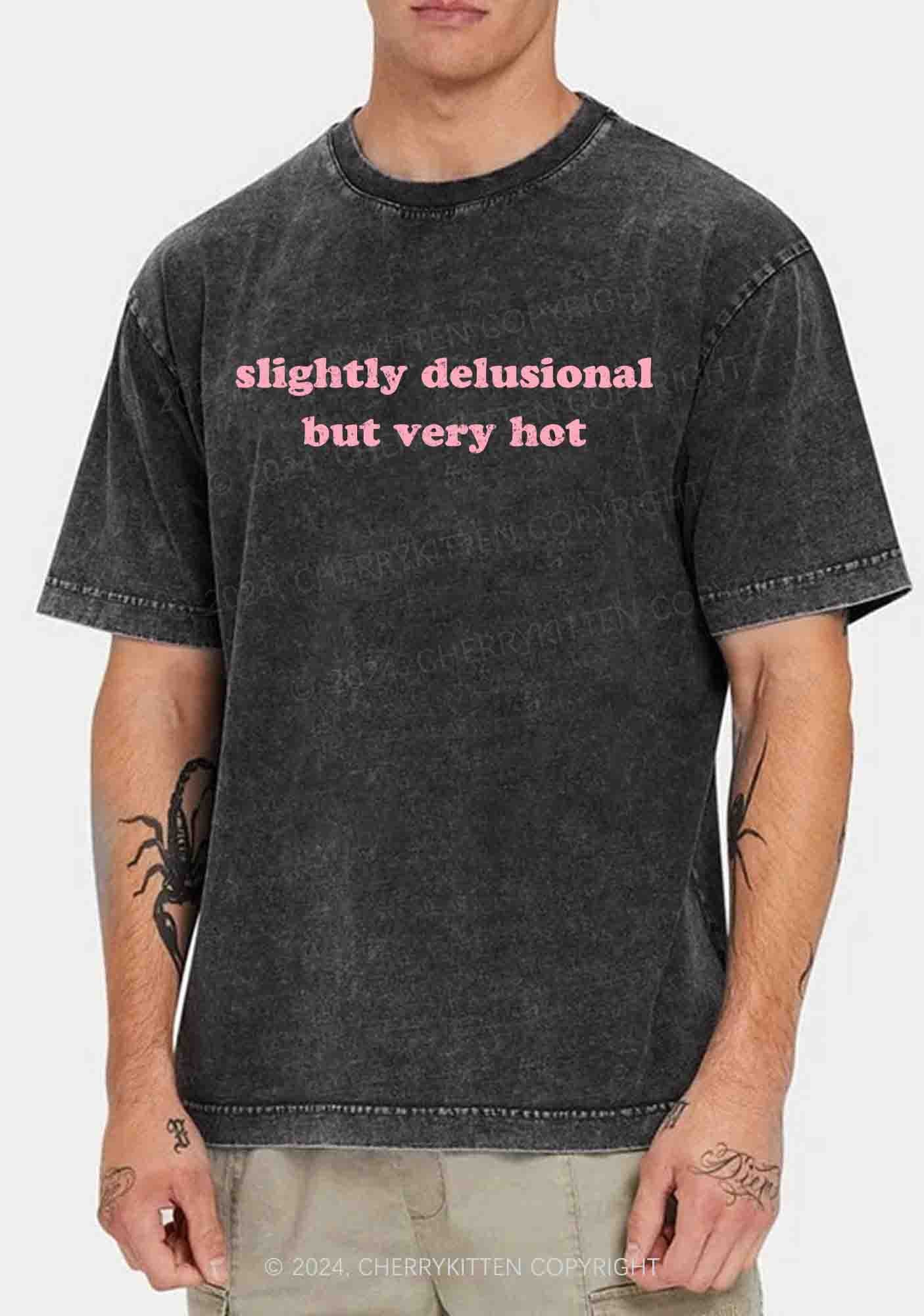 Slightly Delusional But Very Hot Y2K Washed Tee Cherrykitten - Image 2