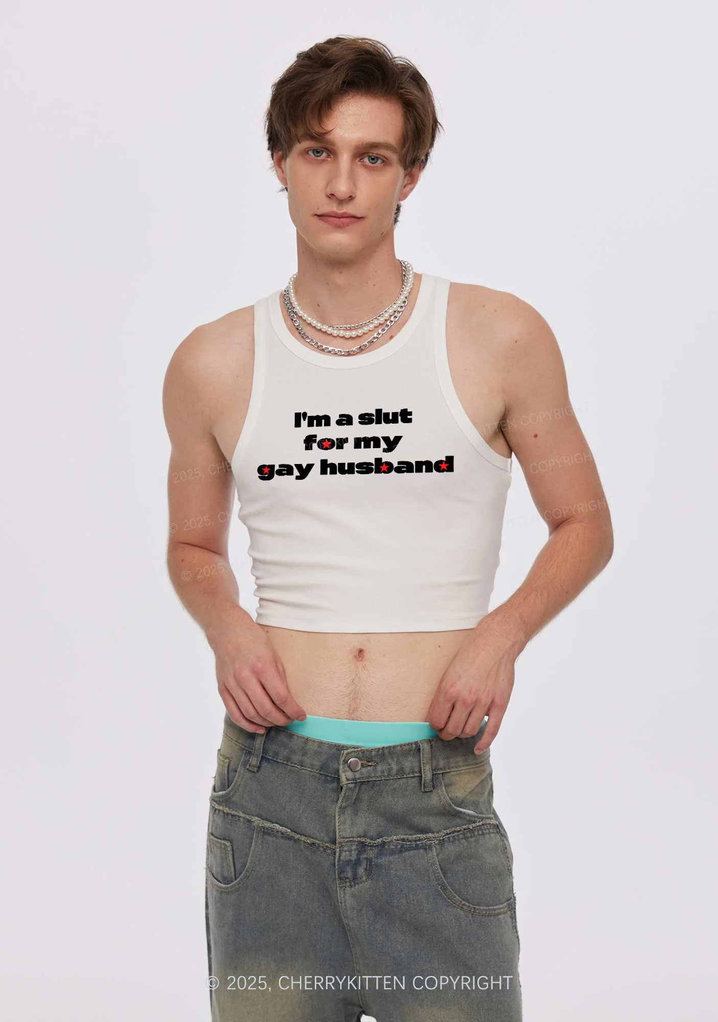 Slxt For Gay Husband Pride Y2K Crop Tank Top Cherrykitten - Image 2