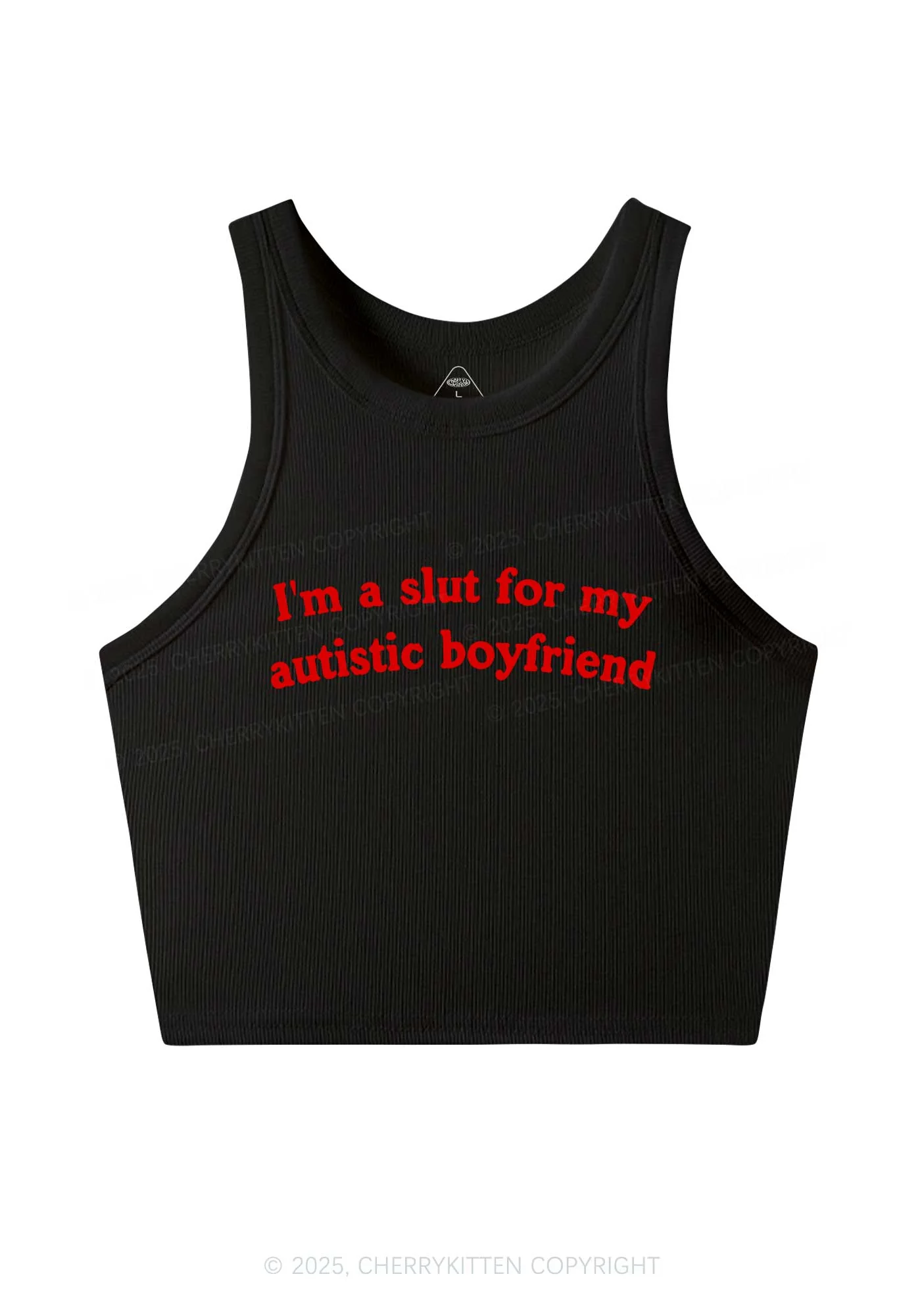 Slxt For My Autistic BF Y2K Crop Tank Top Cherrykitten - Image 3