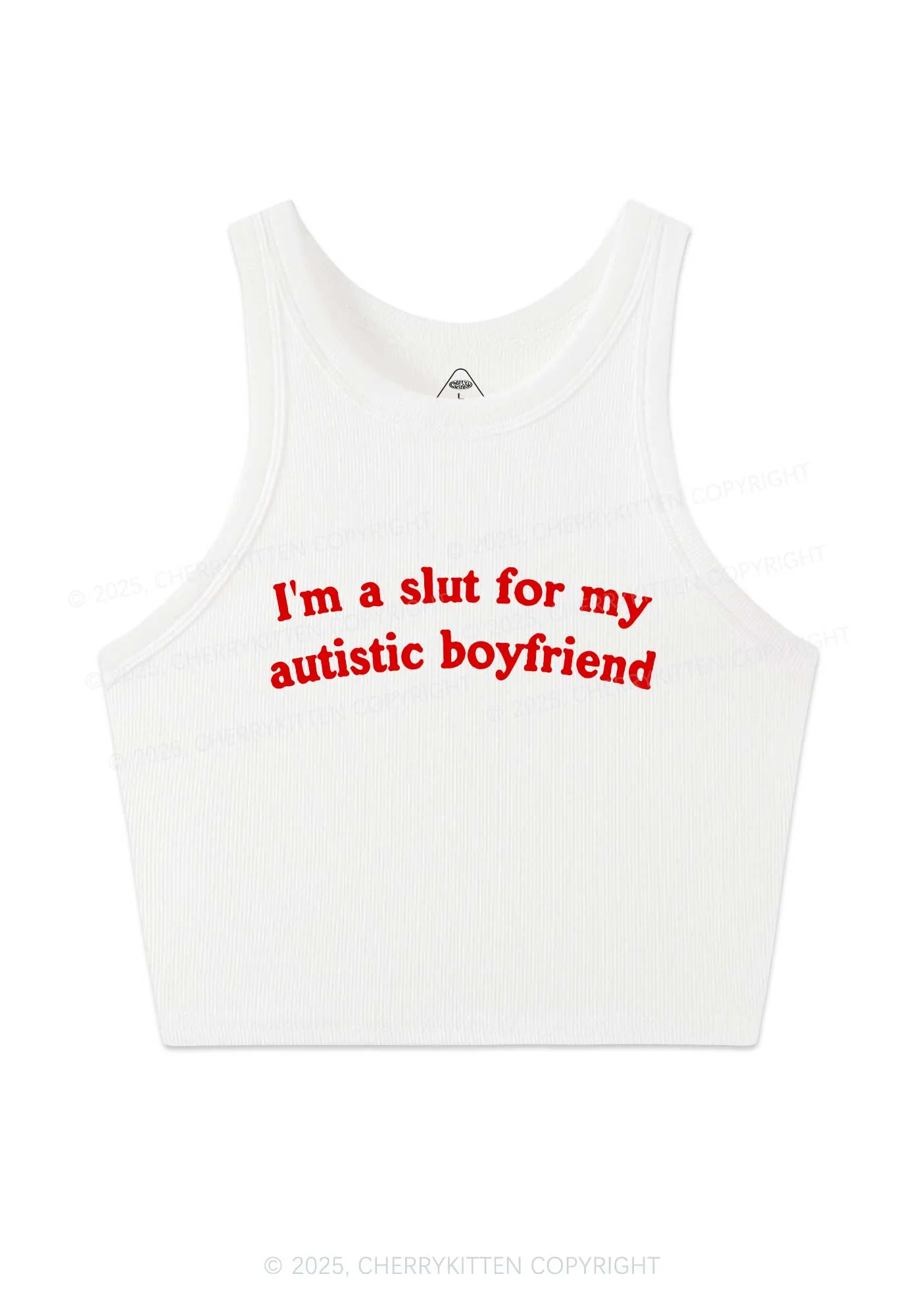 Slxt For My Autistic BF Y2K Crop Tank Top Cherrykitten - Image 4