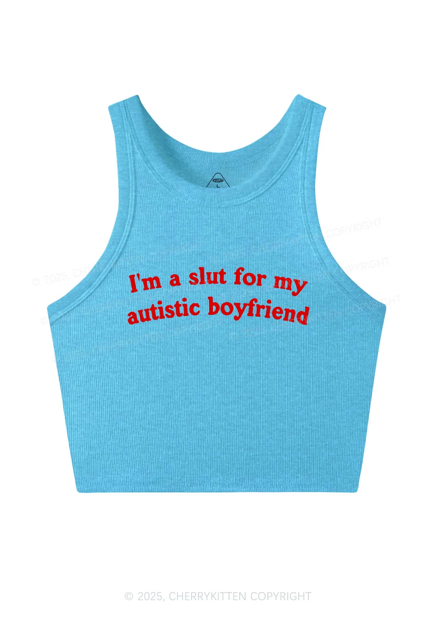 Slxt For My Autistic BF Y2K Crop Tank Top Cherrykitten - Image 5