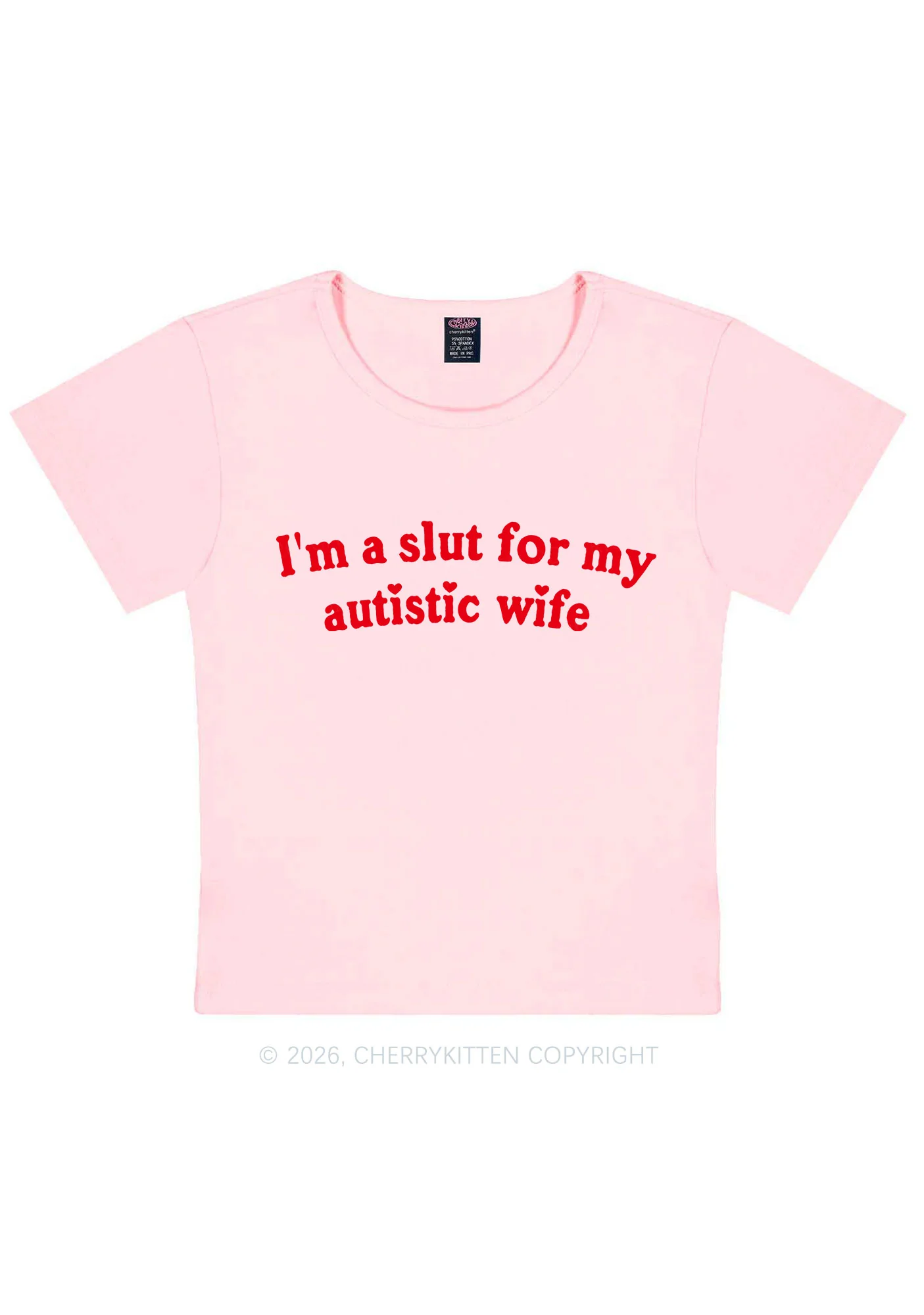 Slxt For My Autistic Wife Y2K Baby Tee Cherrykitten - Image 11