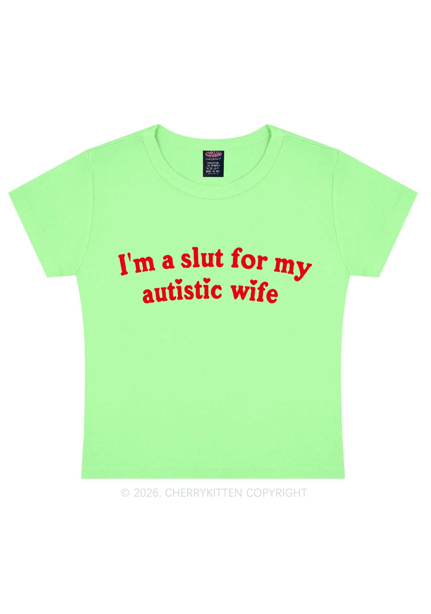 Slxt For My Autistic Wife Y2K Baby Tee Cherrykitten - Image 12