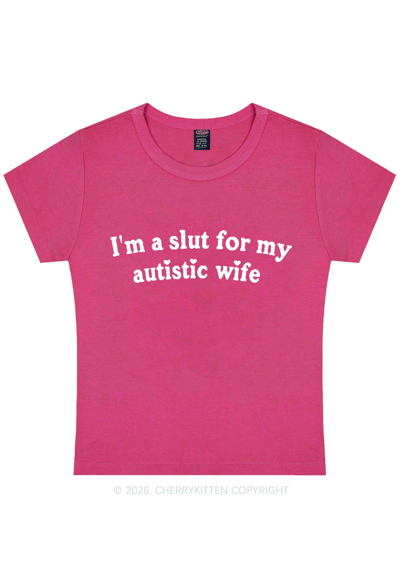 Slxt For My Autistic Wife Y2K Baby Tee Cherrykitten - Image 6
