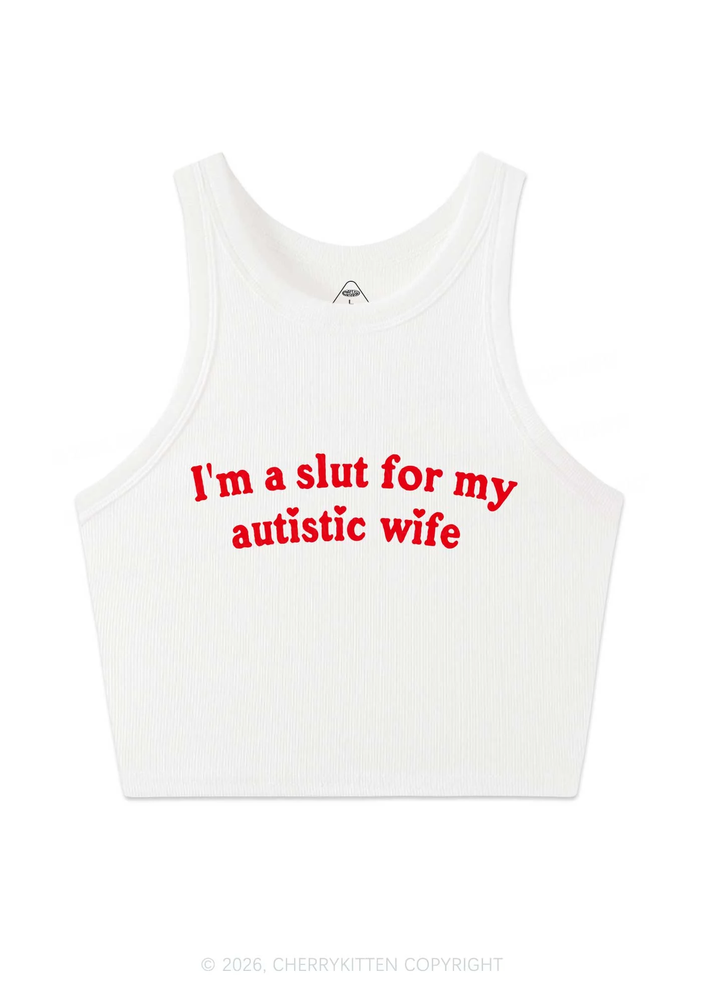 Slxt For My Autistic Wife Y2K Crop Tank Top Cherrykitten - Image 3