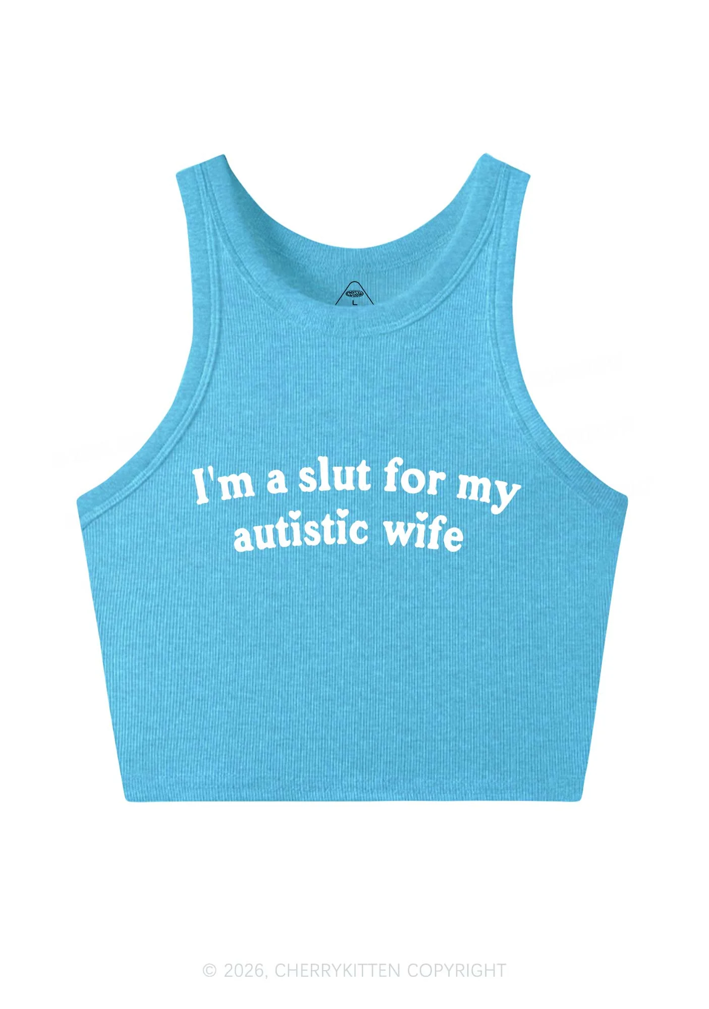 Slxt For My Autistic Wife Y2K Crop Tank Top Cherrykitten - Image 6
