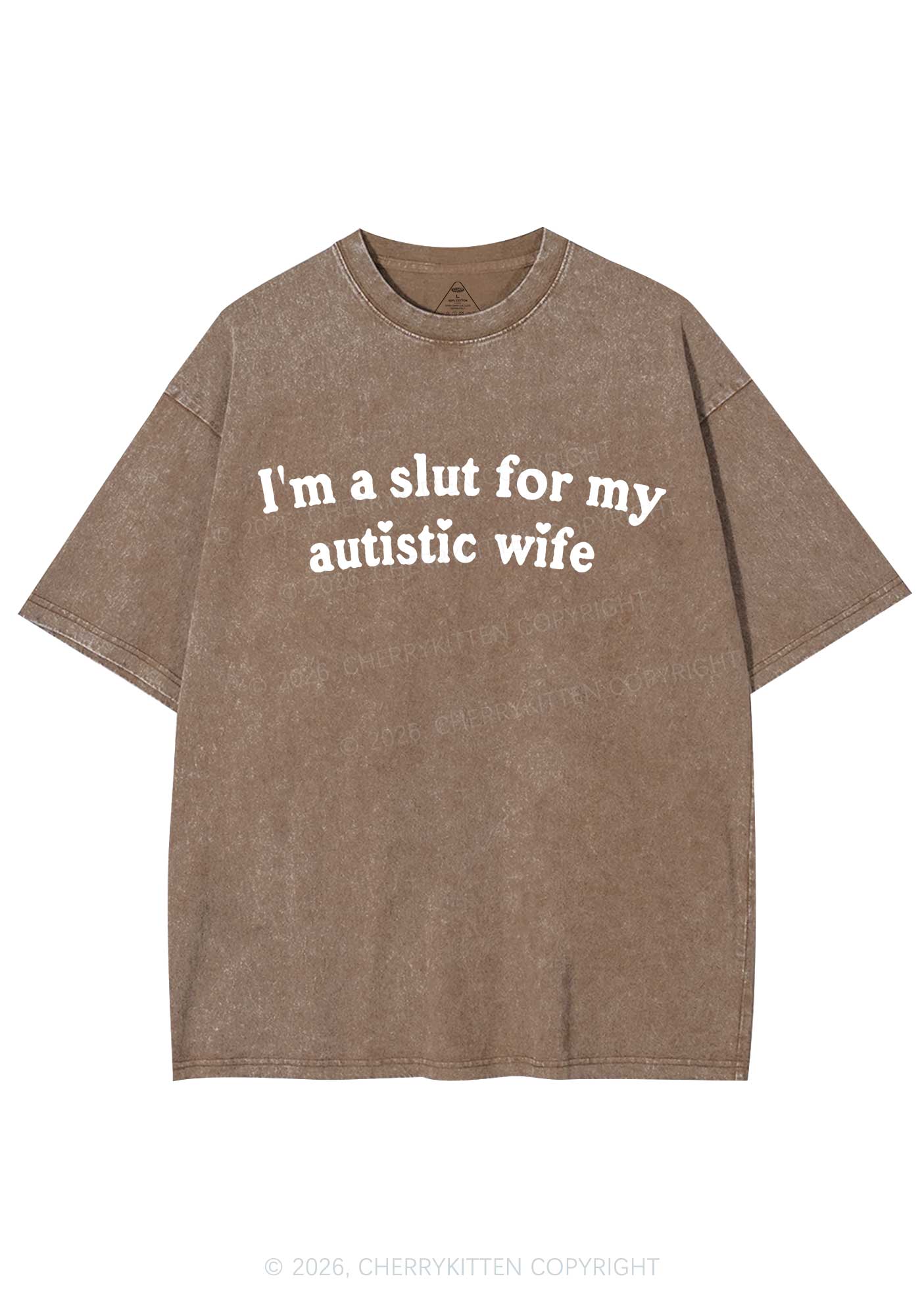 Slxt For My Autistic Wife Y2K Shirts Washed Tee Cherrykitten - Image 8