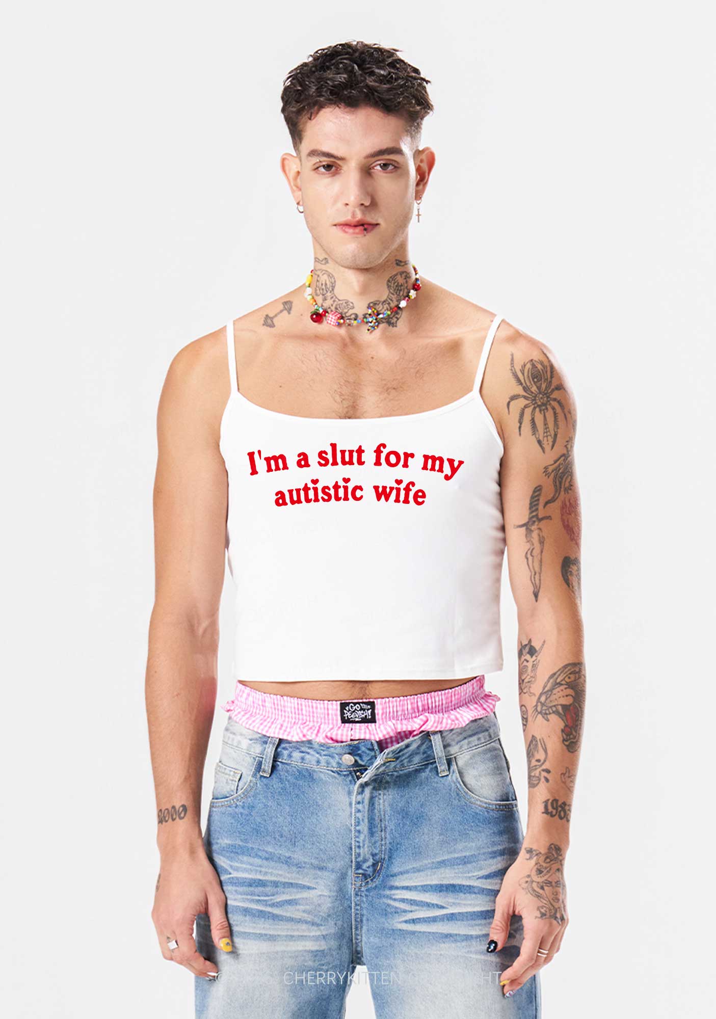 Slxt For My Autistic Wife Y2K Spaghetti Strap Cami Cherrykitten - Image 2
