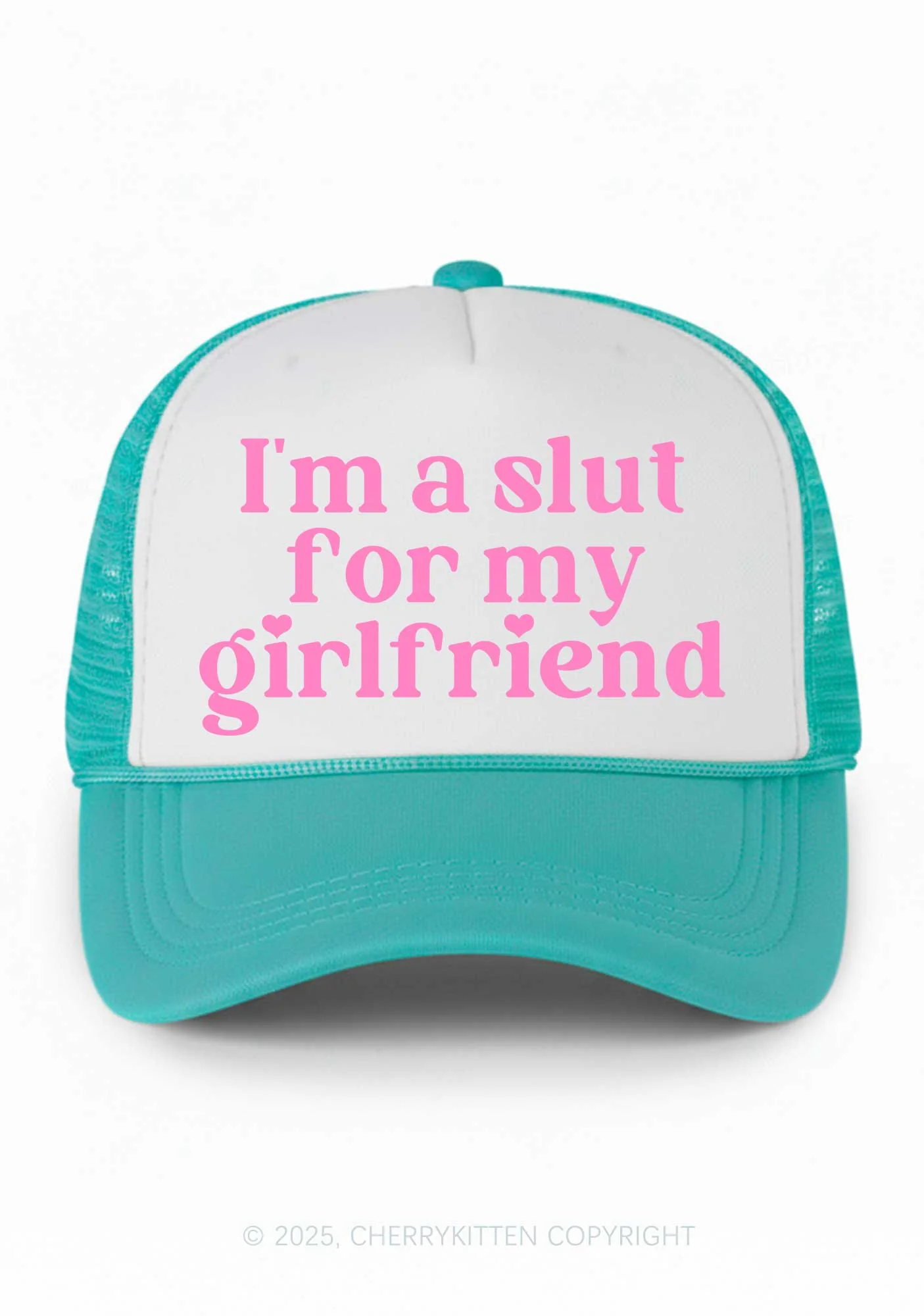 Slxt For My BF Valentine's Day Y2K Colorblock Trucker Hat Cherrykitten - Image 14