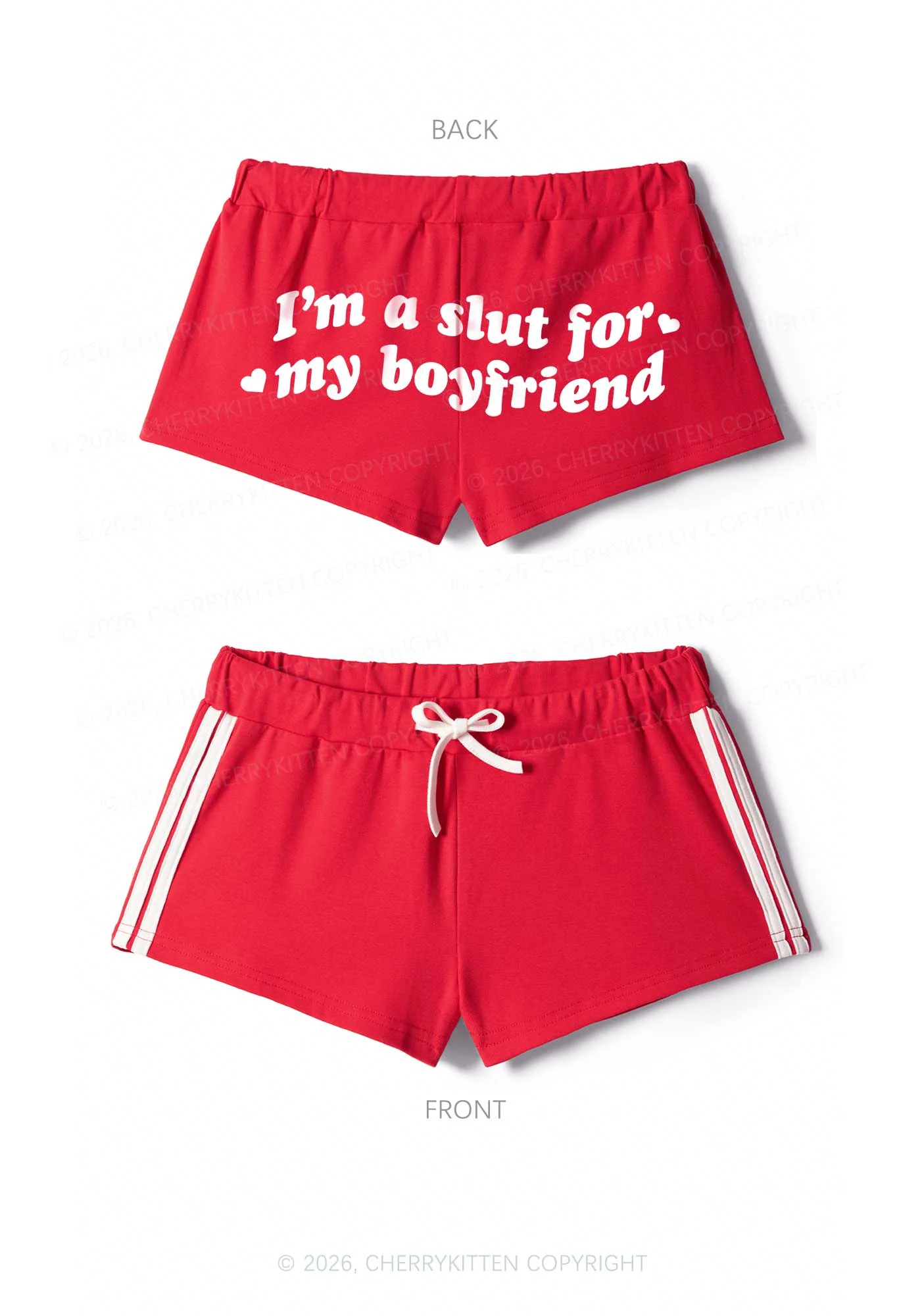 Slxt For My BF Valentine's Day Y2K Drawstring Mini Shorts Cherrykitten - Image 3