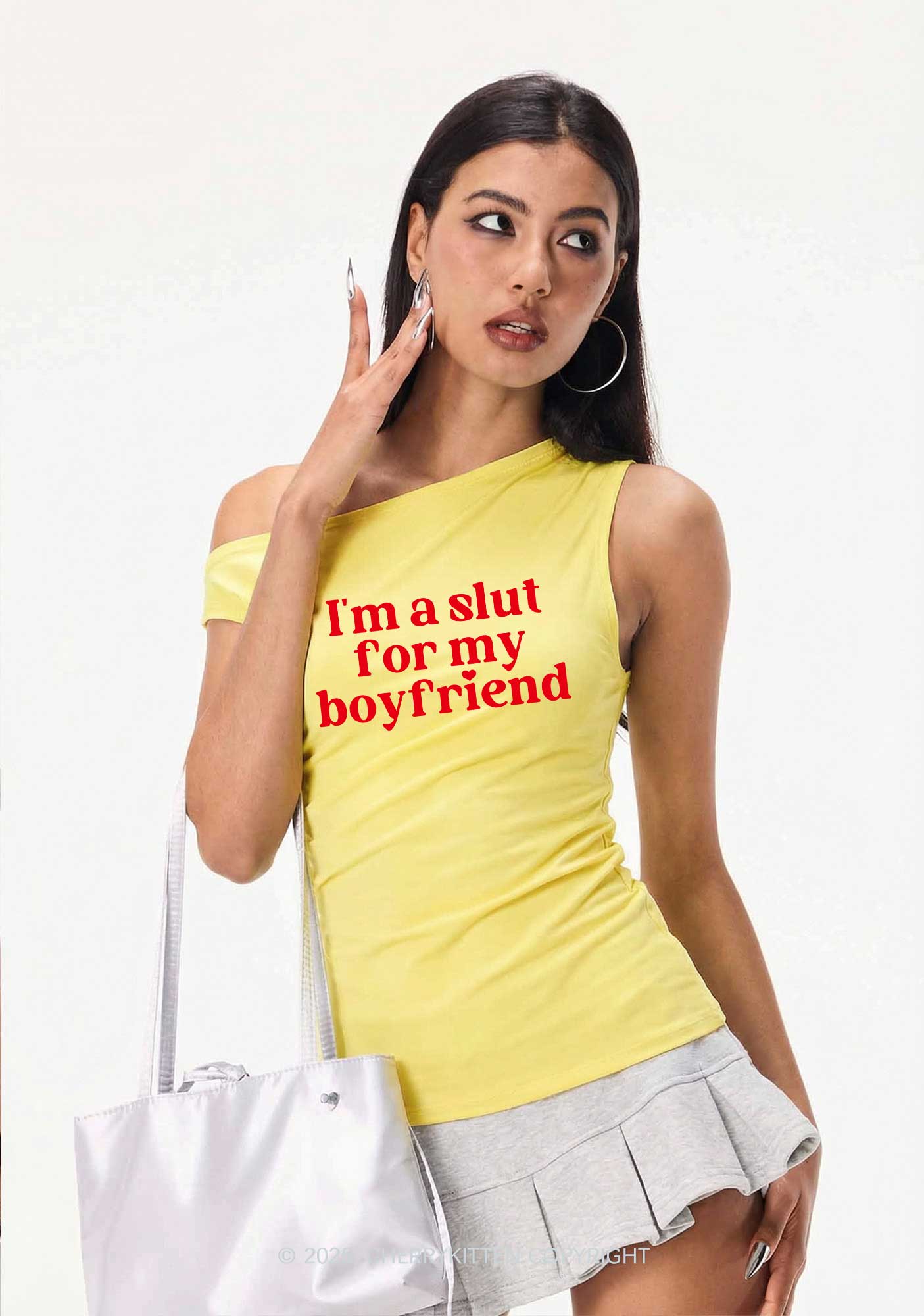 Slxt For My BF Valentine's Day Y2K Off Shoulder Tank Top Cherrykitten - Image 2
