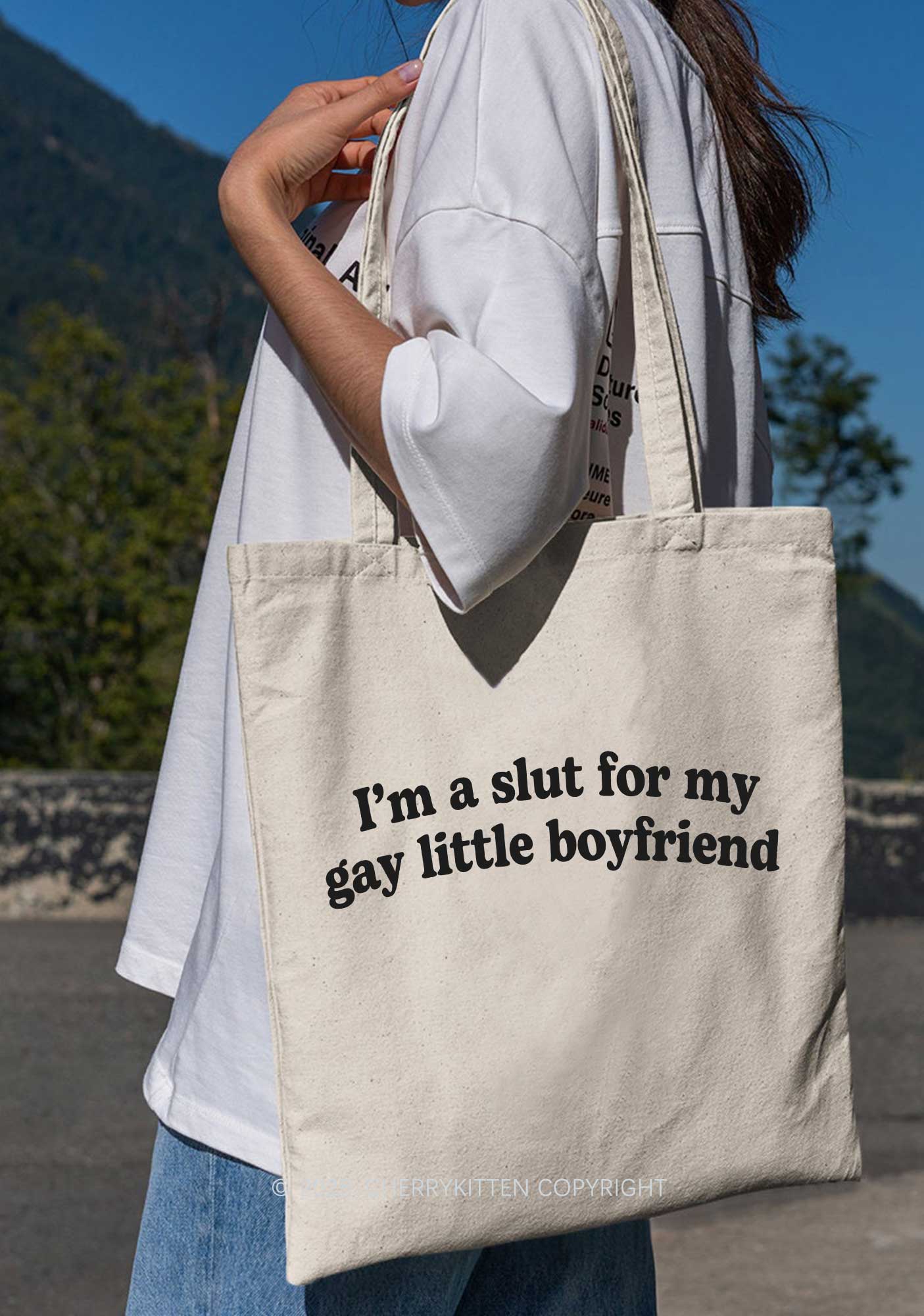 Slxt For My Gay BF Pride Y2K Canvas Tote Bag Cherrykitten - Image 2