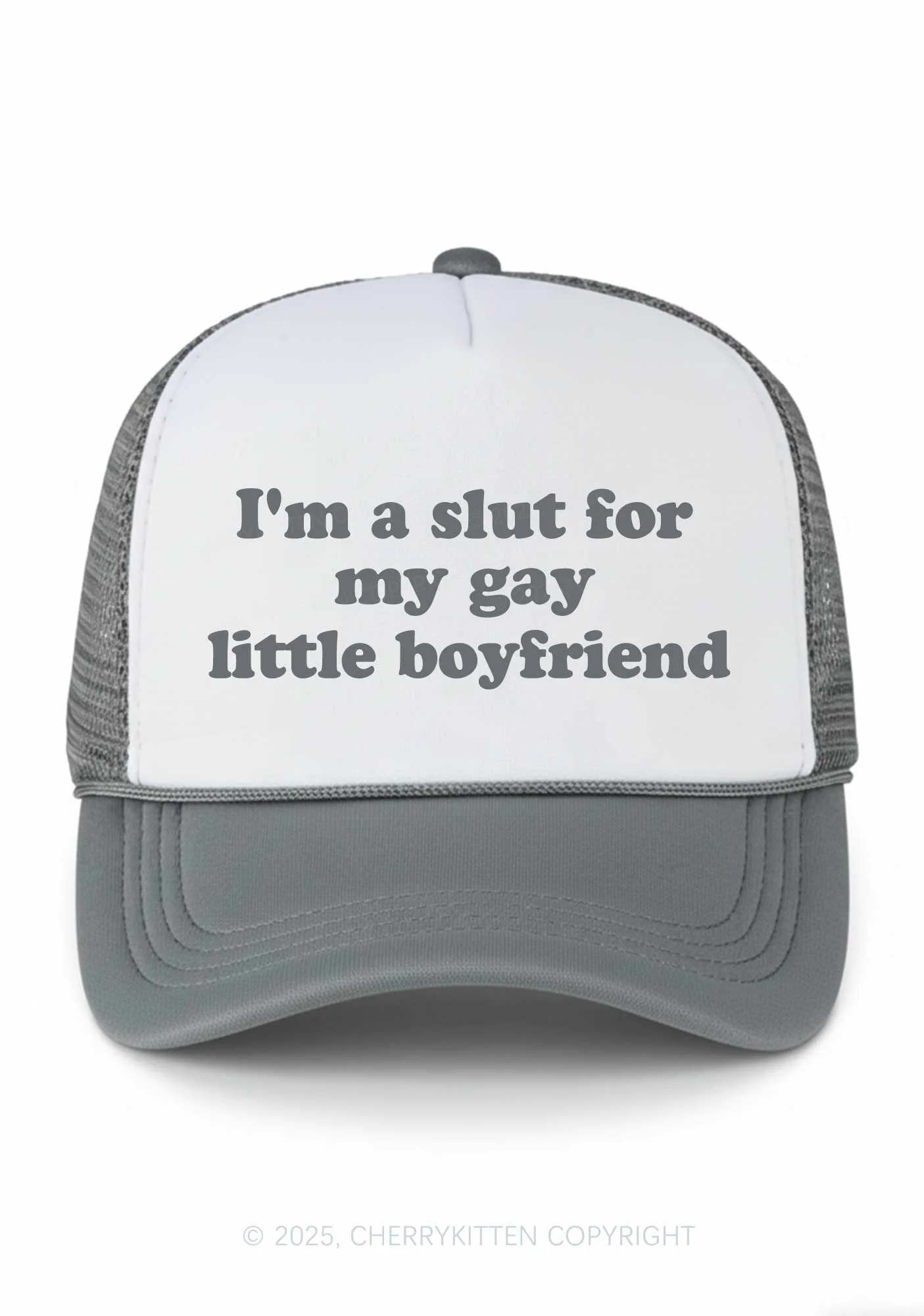 Slxt For My Gay BF Valentine's Day Y2K Colorblock Trucker Hat Cherrykitten - Image 10