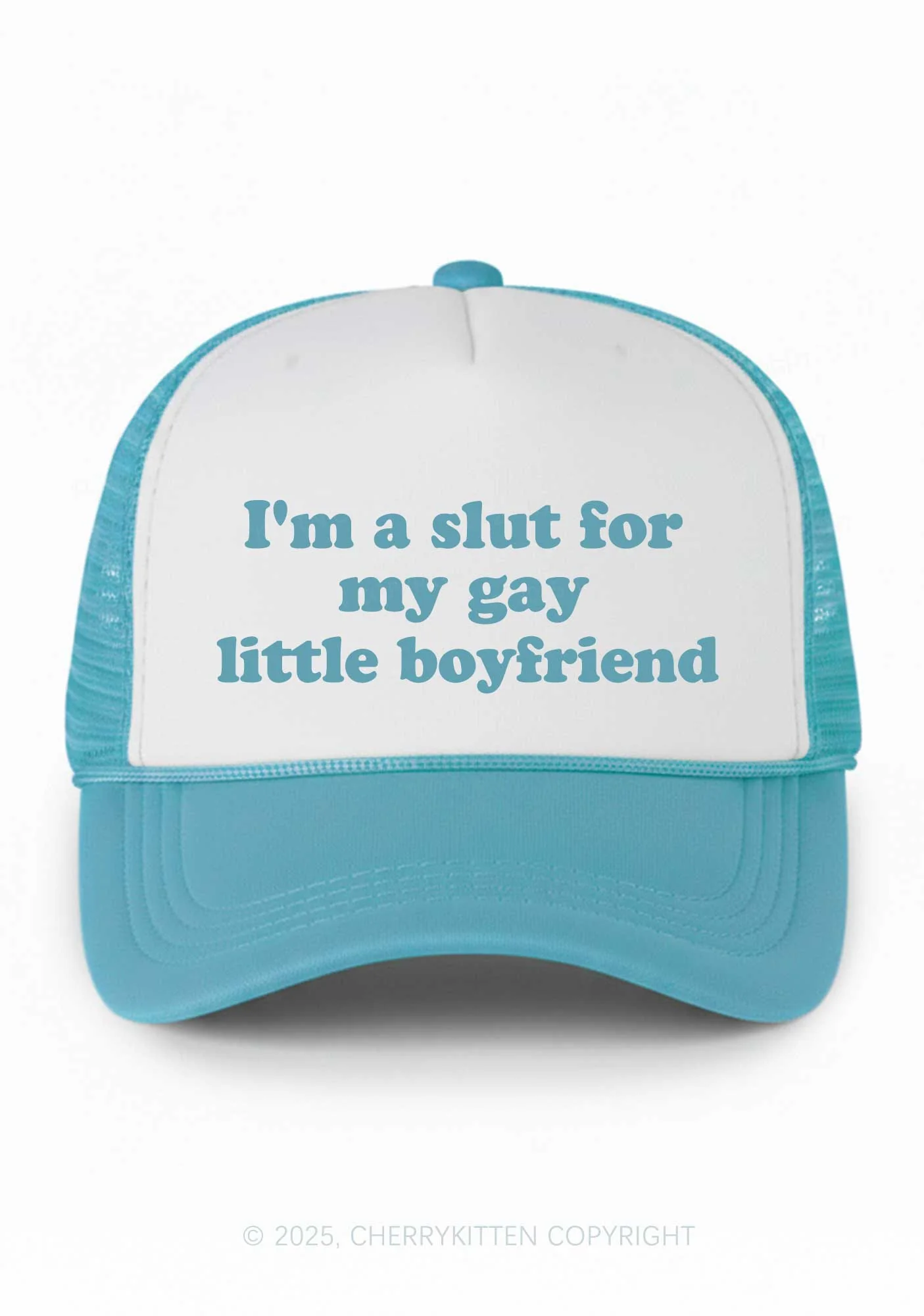 Slxt For My Gay BF Valentine's Day Y2K Colorblock Trucker Hat Cherrykitten - Image 12