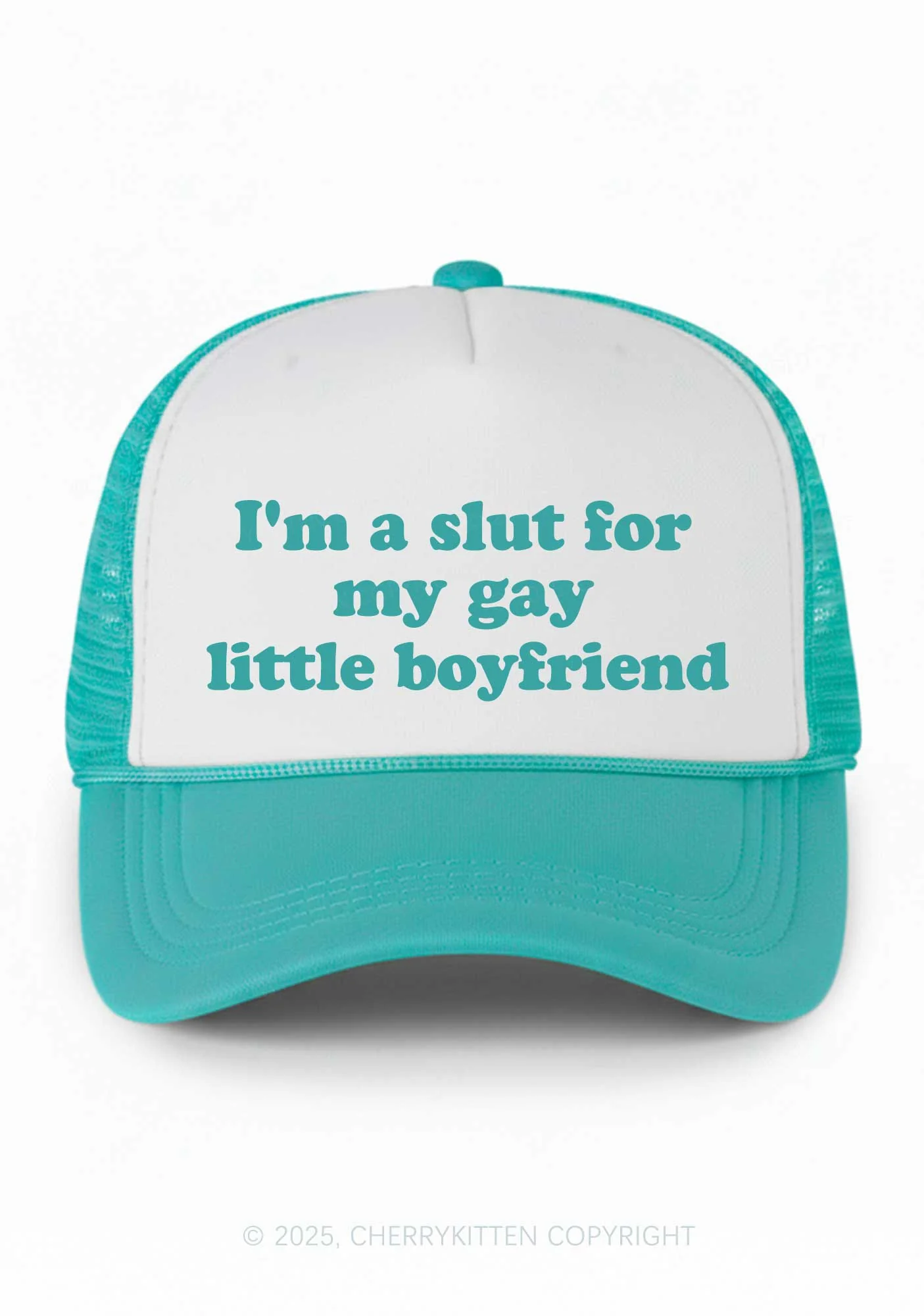 Slxt For My Gay BF Valentine's Day Y2K Colorblock Trucker Hat Cherrykitten - Image 13