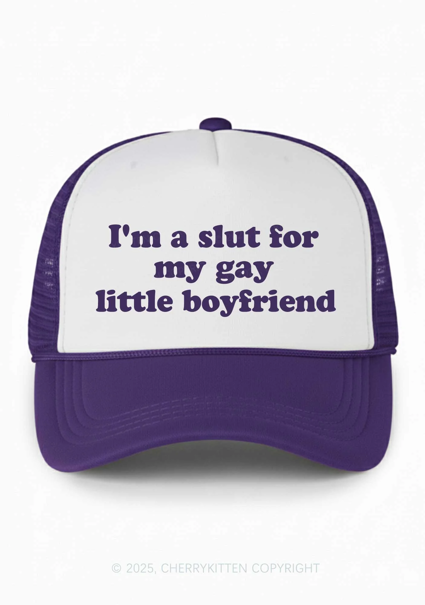 Slxt For My Gay BF Valentine's Day Y2K Colorblock Trucker Hat Cherrykitten - Image 17