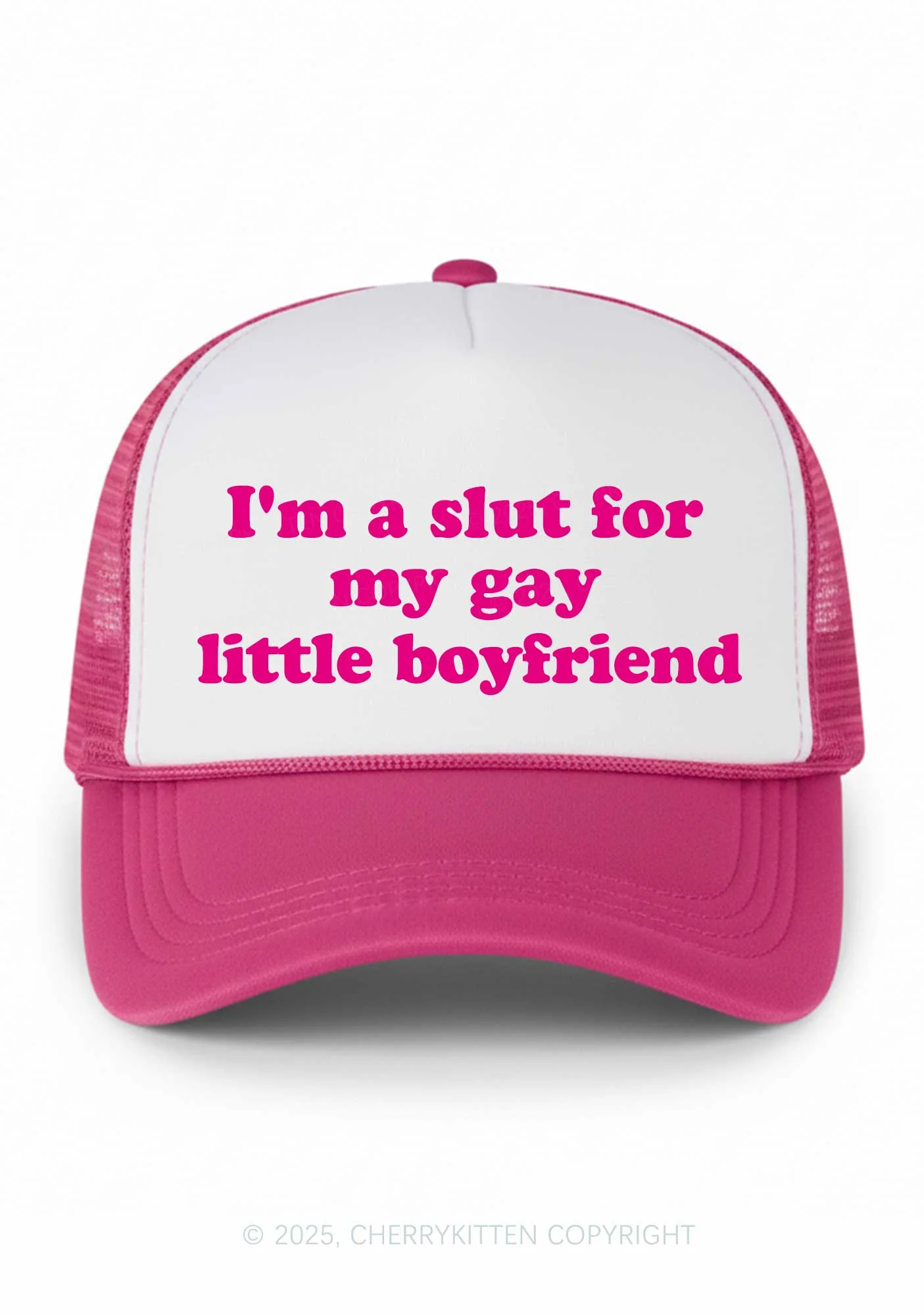 Slxt For My Gay BF Valentine's Day Y2K Colorblock Trucker Hat Cherrykitten - Image 2