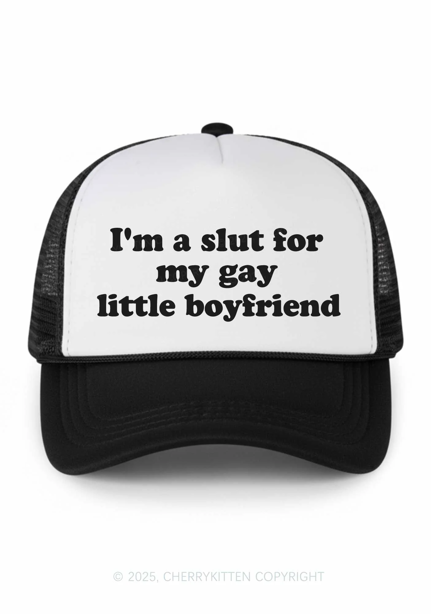 Slxt For My Gay BF Valentine's Day Y2K Colorblock Trucker Hat Cherrykitten - Image 3