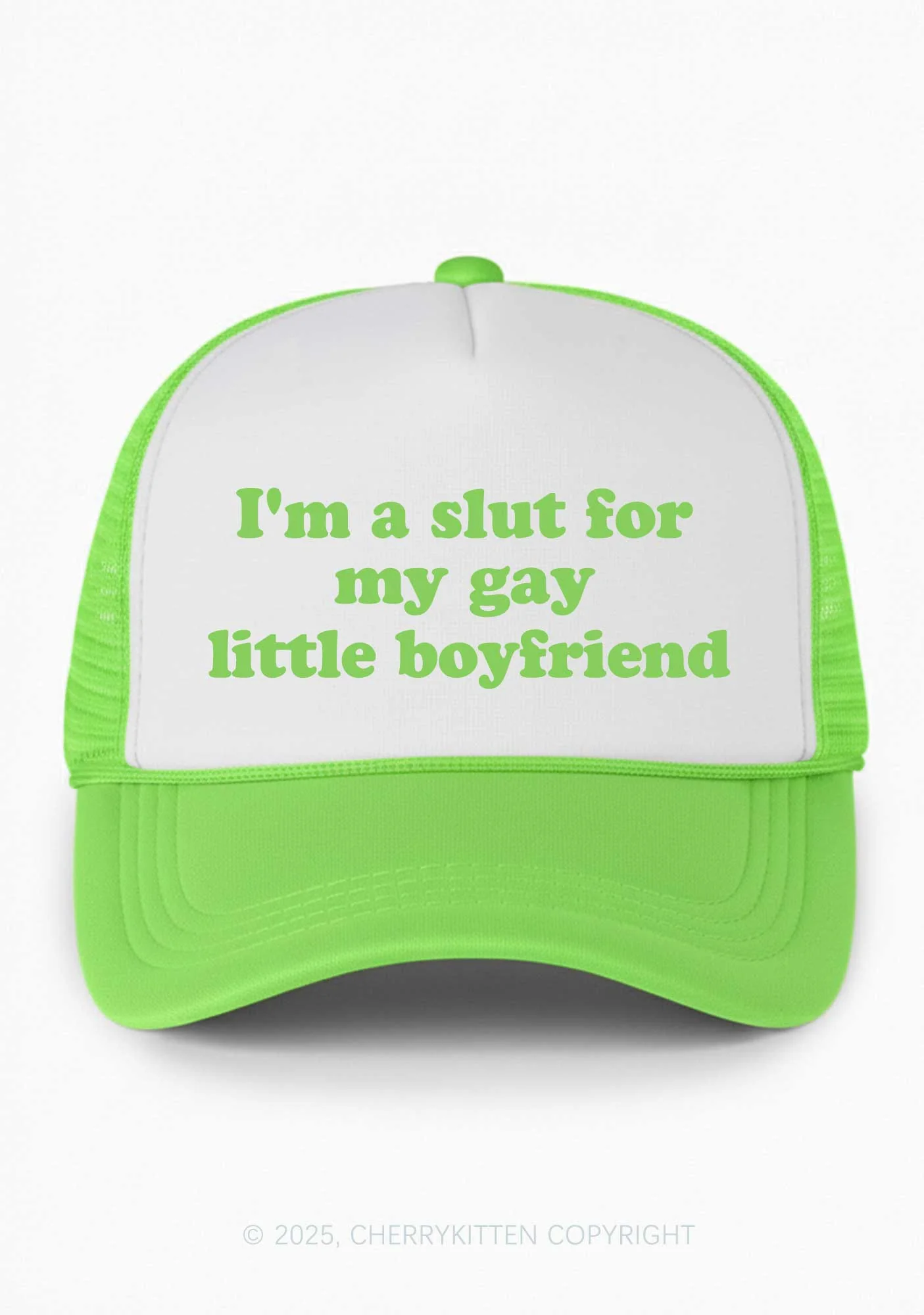 Slxt For My Gay BF Valentine's Day Y2K Colorblock Trucker Hat Cherrykitten - Image 4