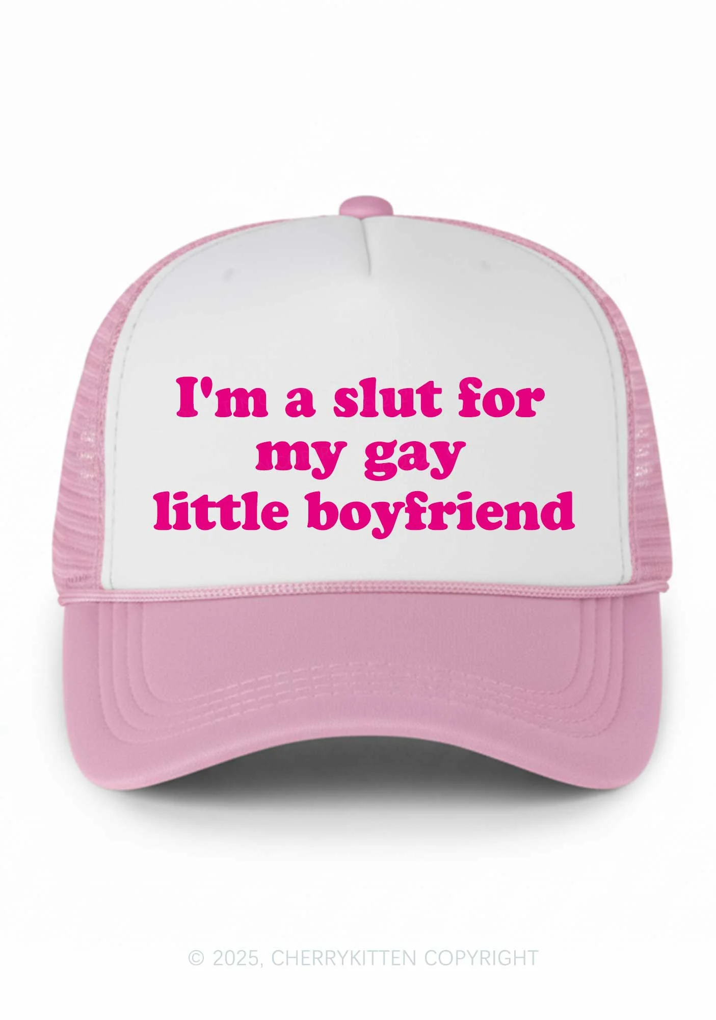 Slxt For My Gay BF Valentine's Day Y2K Colorblock Trucker Hat Cherrykitten - Image 5