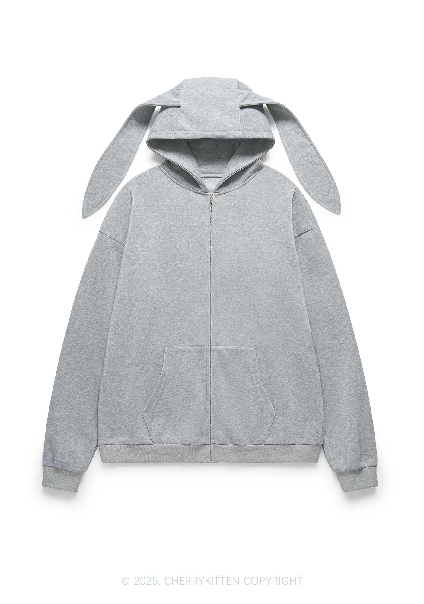 Slxt For My Gay BF Y2K Bunny Ear Zip Hoodie Cherrykitten - Image 5