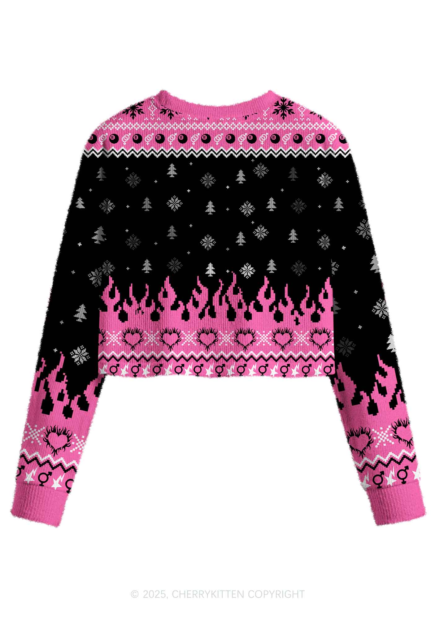 Slxt For My Gay BF Y2K Christmas Crop Knit Sweatshirt Cherrykitten - Image 2